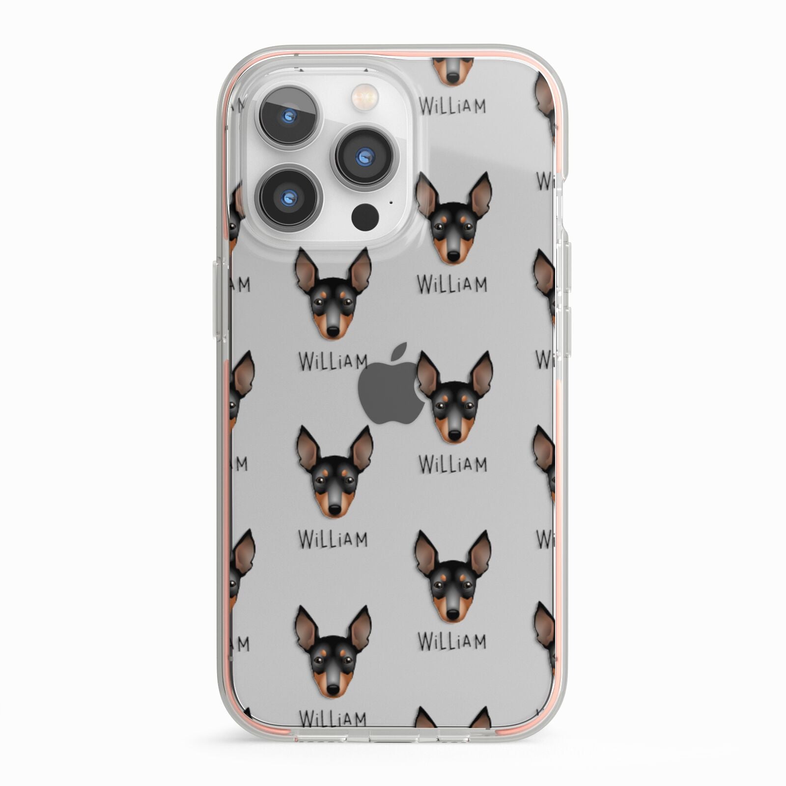English Toy Terrier Icon with Name iPhone 13 Pro TPU Impact Case with Pink Edges