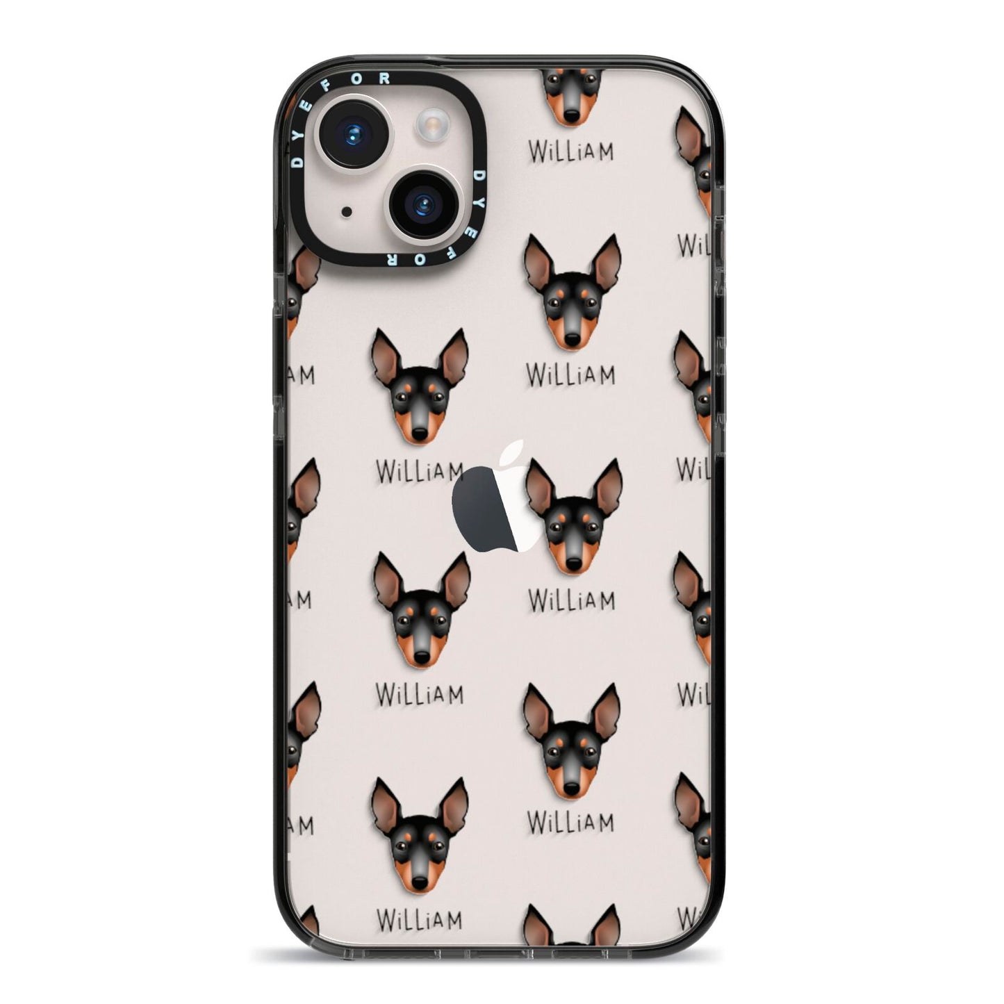 English Toy Terrier Icon with Name iPhone 14 Plus Black Impact Case on Silver phone