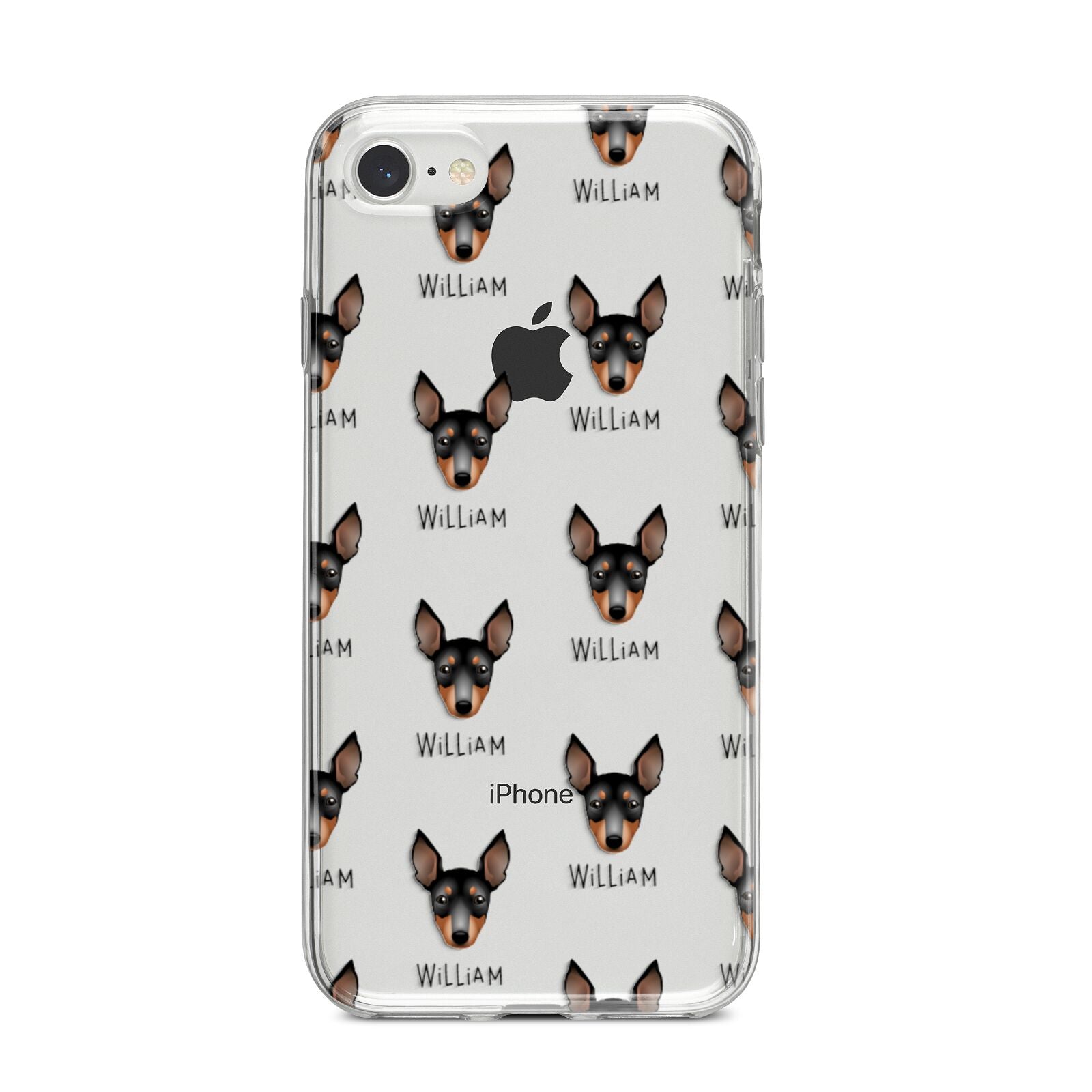 English Toy Terrier Icon with Name iPhone 8 Bumper Case on Silver iPhone