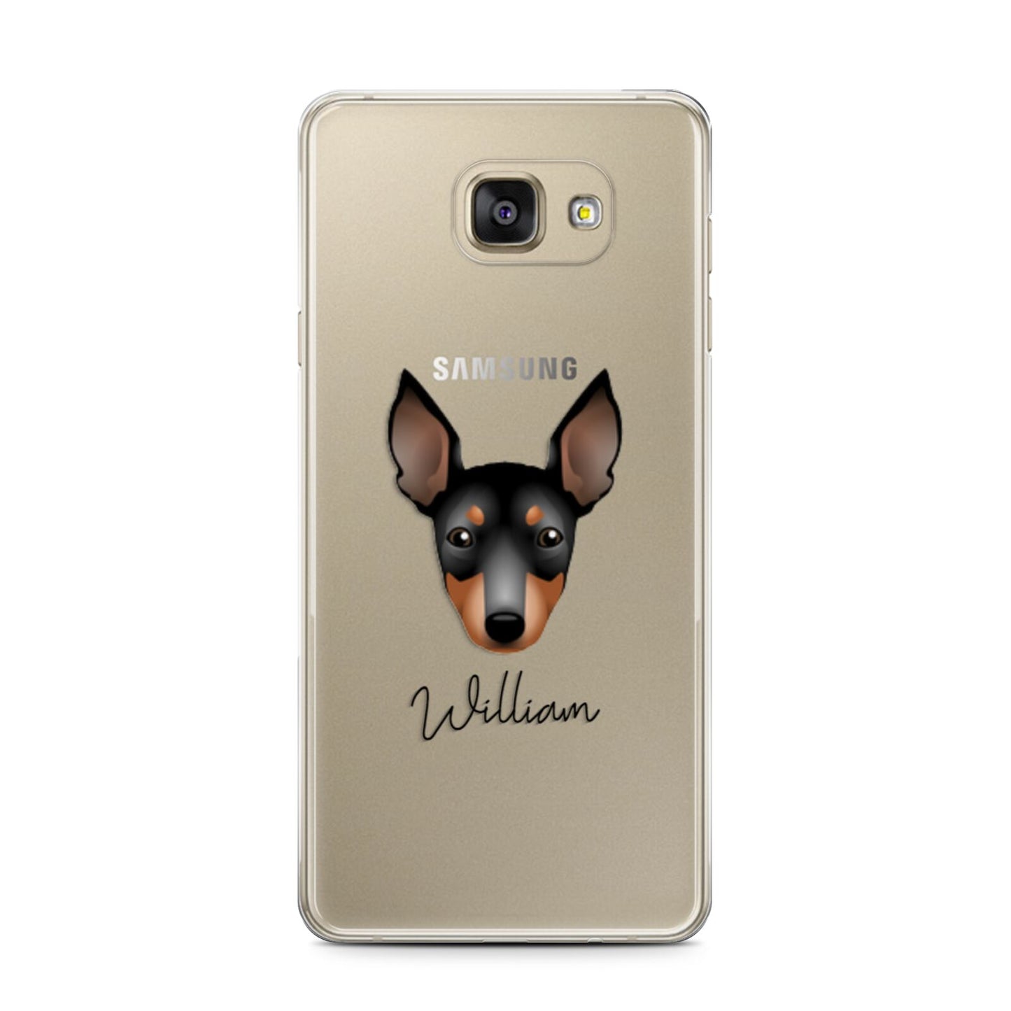 English Toy Terrier Personalised Samsung Galaxy A7 2016 Case on gold phone