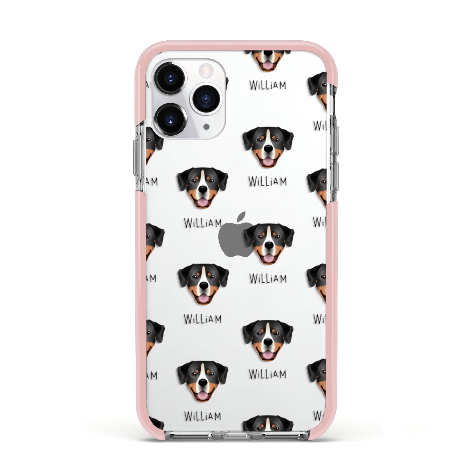 Entlebucher Mountain Dog Icon with Name Apple iPhone 11 Pro in Silver with Pink Impact Case