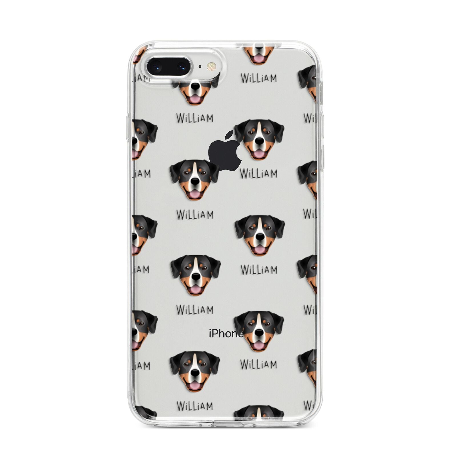 Entlebucher Mountain Dog Icon with Name iPhone 8 Plus Bumper Case on Silver iPhone