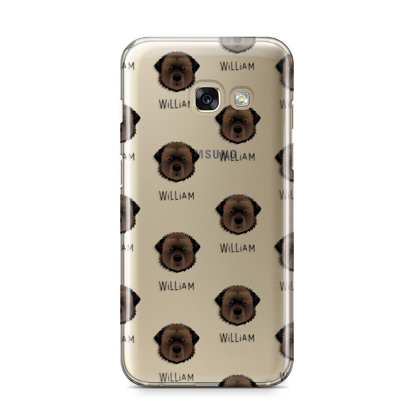 Estrela Mountain Dog Icon with Name Samsung Galaxy A3 2017 Case on gold phone