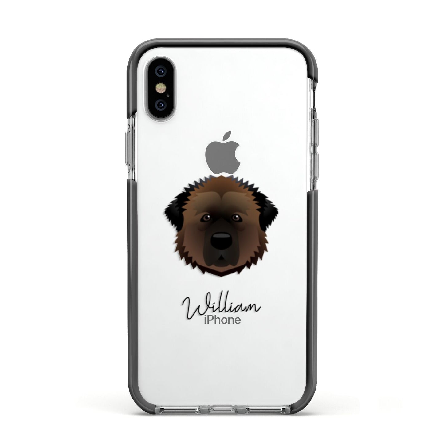 Estrela Mountain Dog Personalised Apple iPhone Xs Impact Case Black Edge on Silver Phone