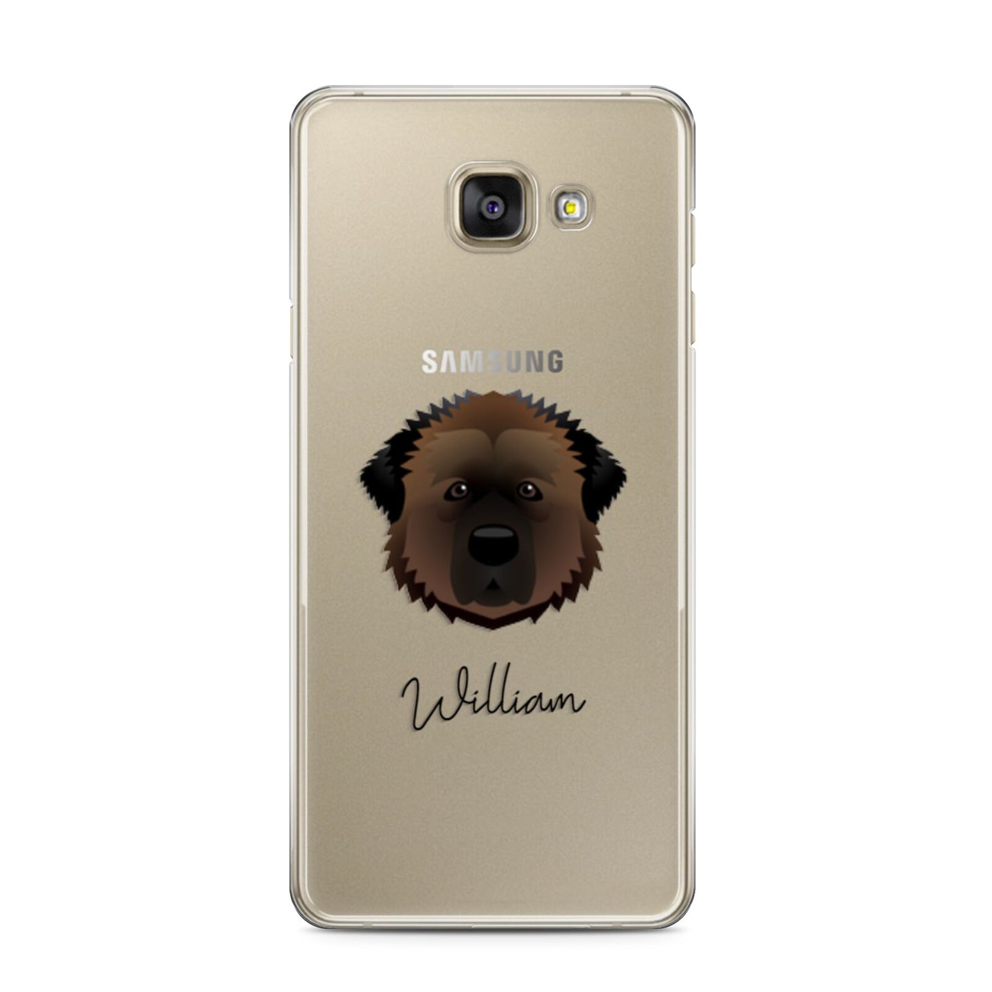 Estrela Mountain Dog Personalised Samsung Galaxy A3 2016 Case on gold phone