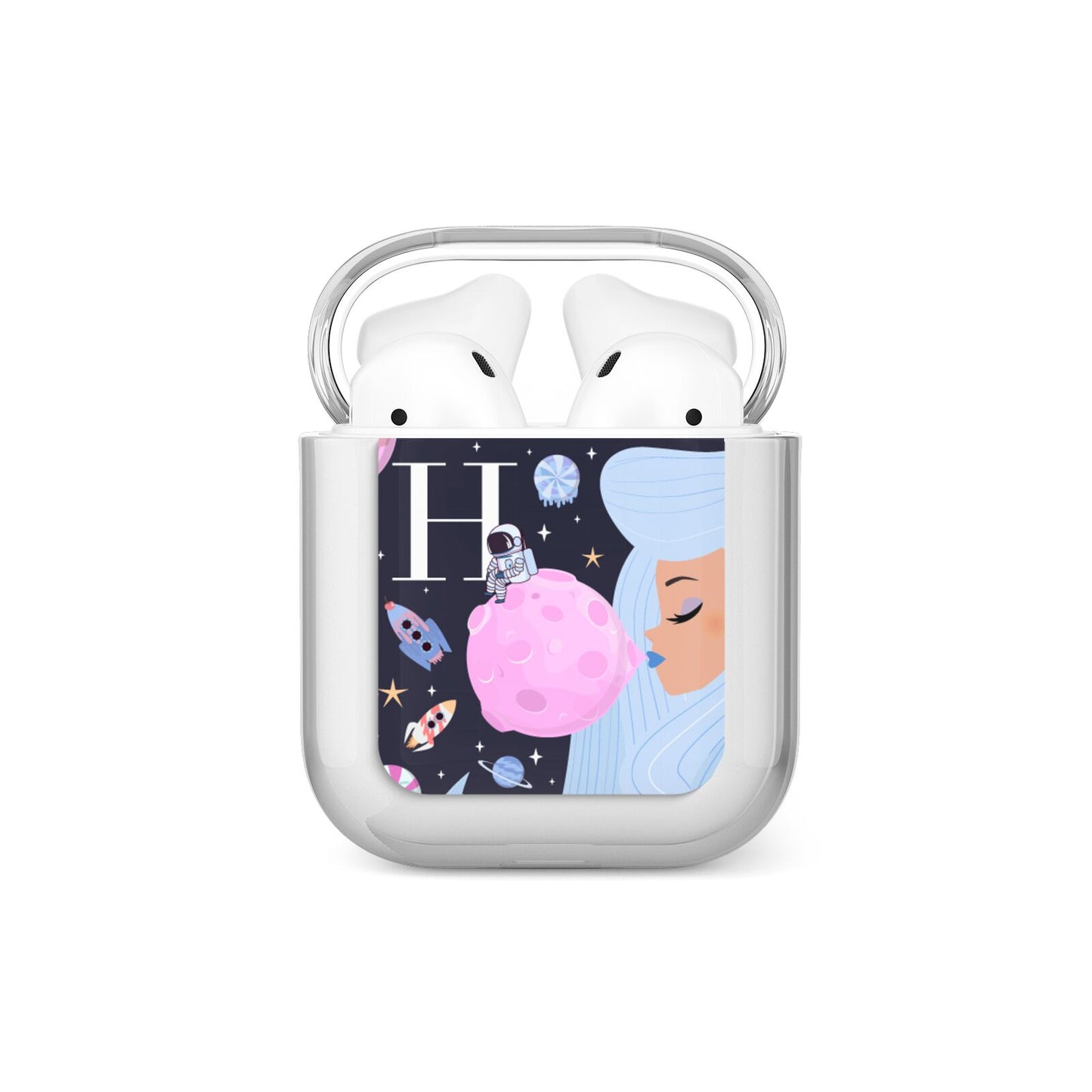 Ethereal Goddess in Space with Initial AirPods Case