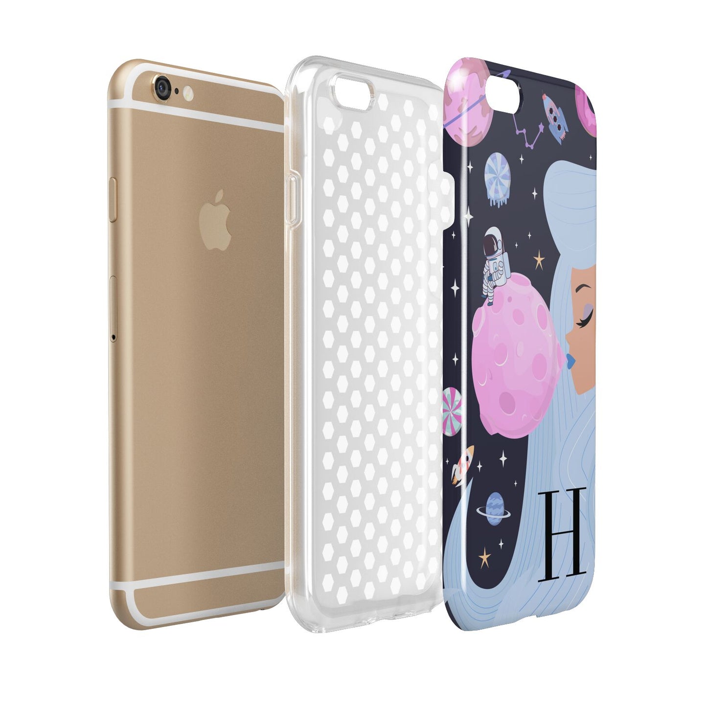 Ethereal Goddess in Space with Initial Apple iPhone 6 3D Tough Case Expanded view