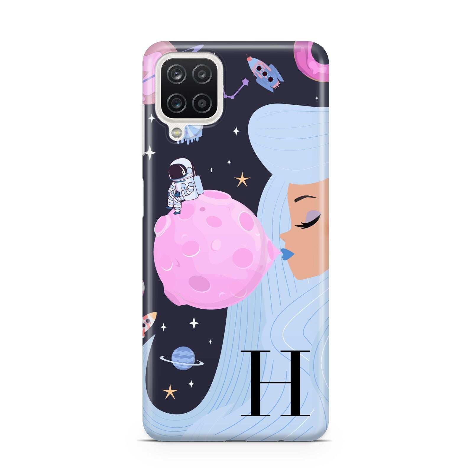 Ethereal Goddess in Space with Initial Samsung A12 Case