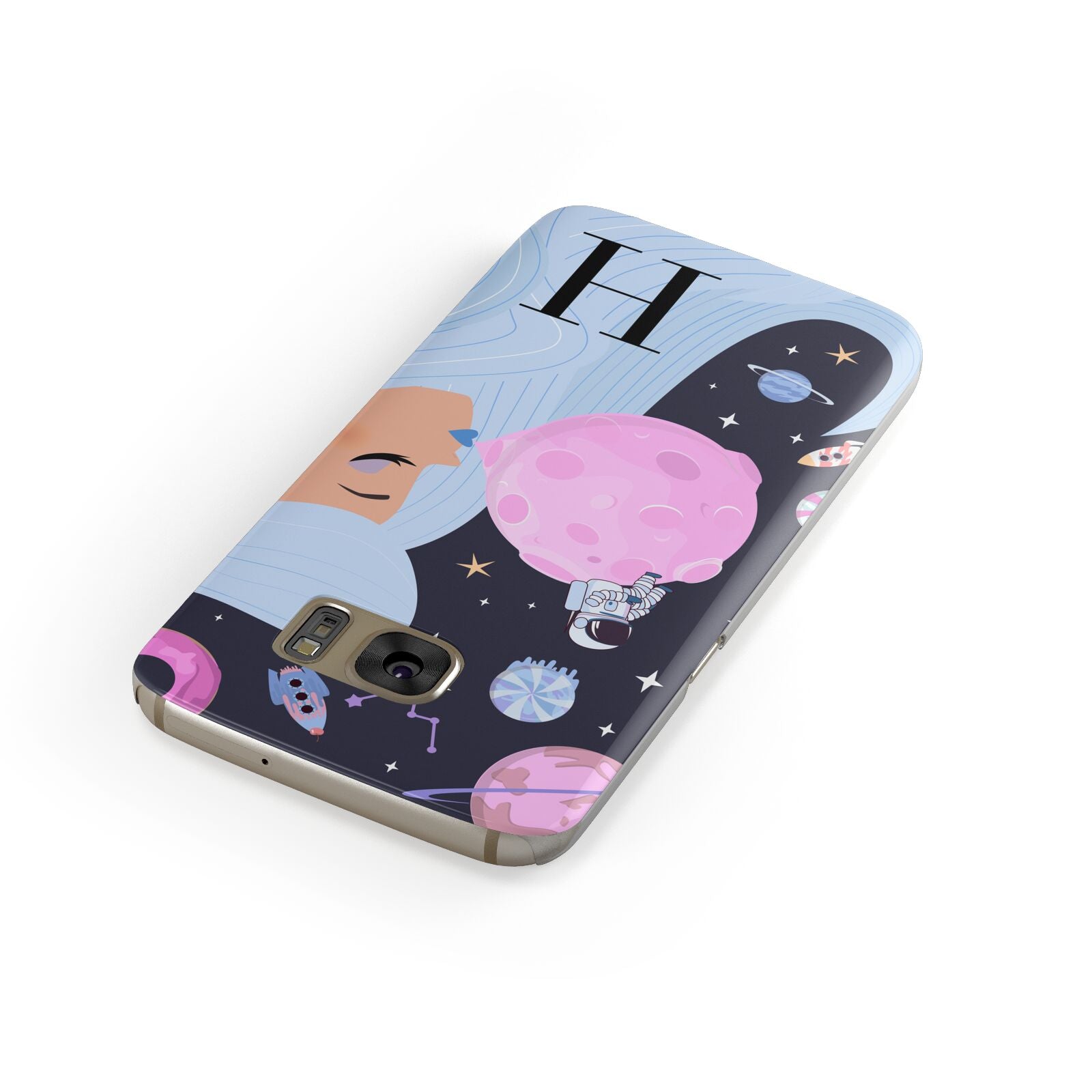 Ethereal Goddess in Space with Initial Samsung Galaxy Case Front Close Up