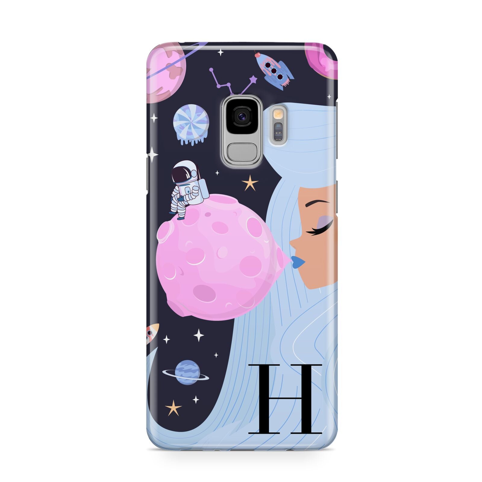 Ethereal Goddess in Space with Initial Samsung Galaxy S9 Case