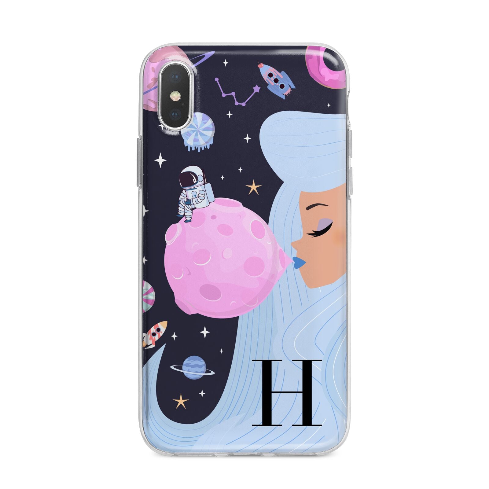 Ethereal Goddess in Space with Initial iPhone X Bumper Case on Silver iPhone Alternative Image 1