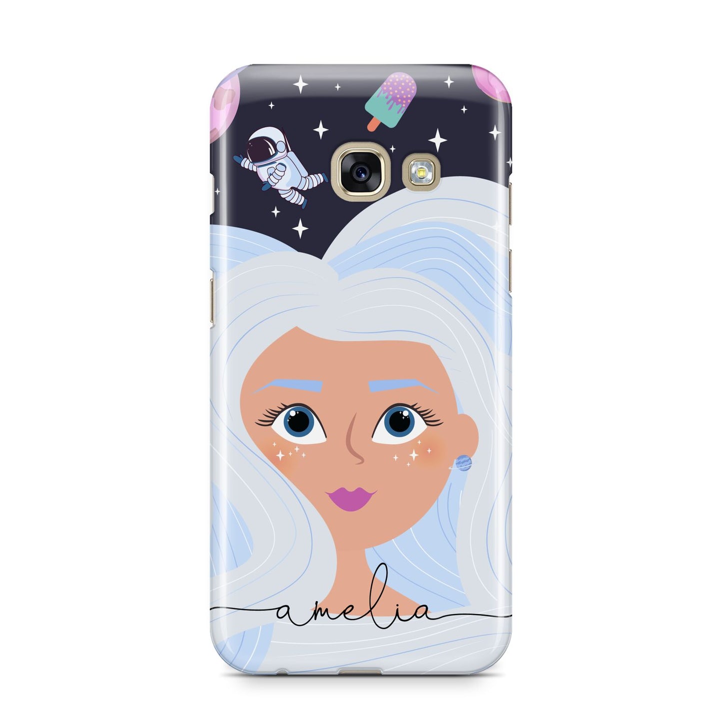 Ethereal Space Goddess with Name Samsung Galaxy A3 2017 Case on gold phone