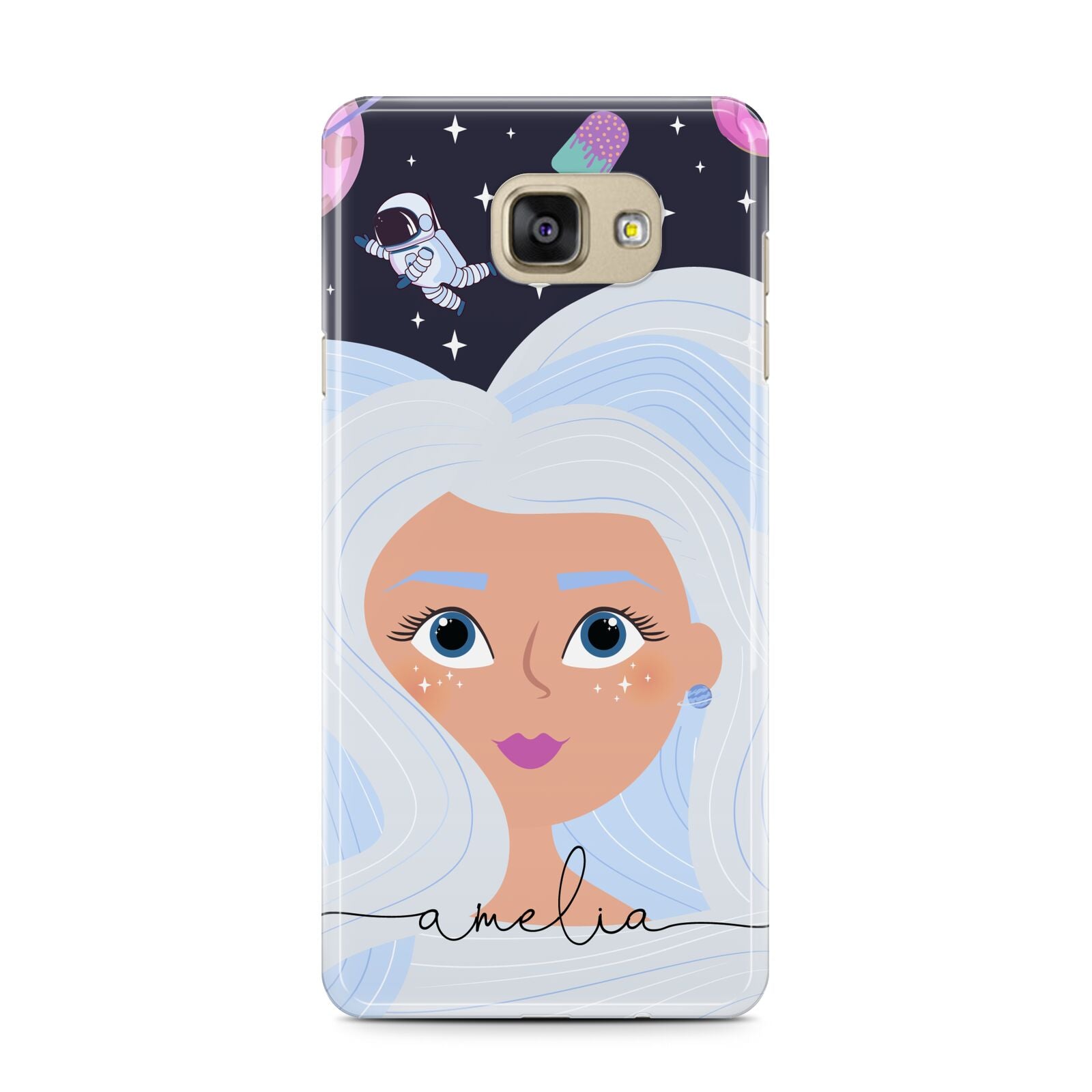 Ethereal Space Goddess with Name Samsung Galaxy A7 2016 Case on gold phone