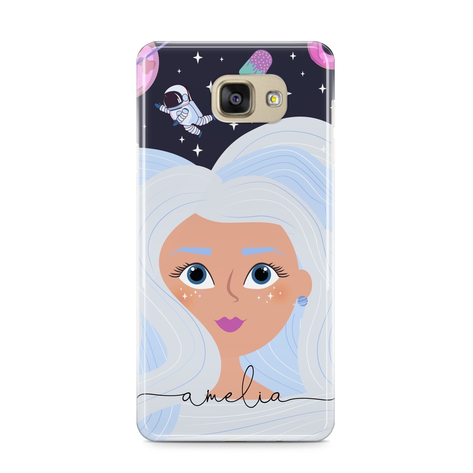 Ethereal Space Goddess with Name Samsung Galaxy A9 2016 Case on gold phone