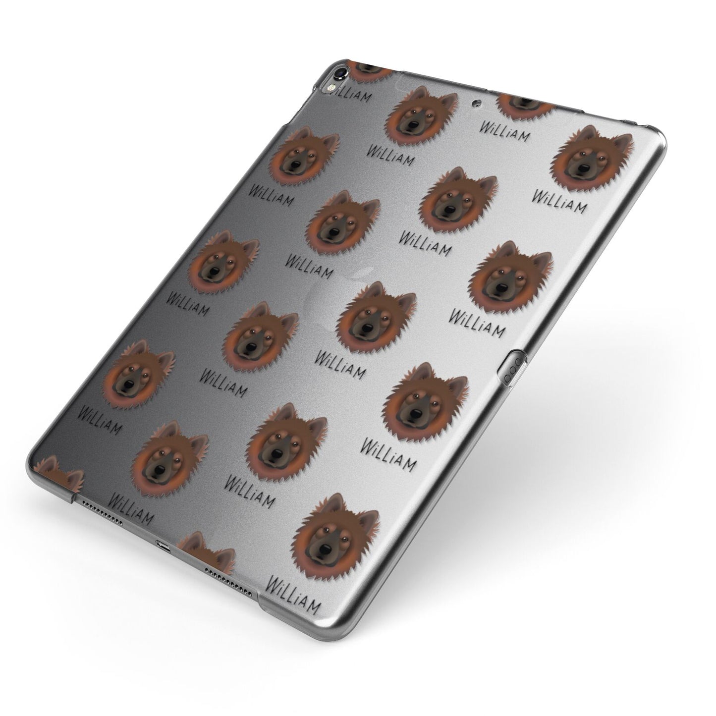 Eurasier Icon with Name Apple iPad Case on Grey iPad Side View
