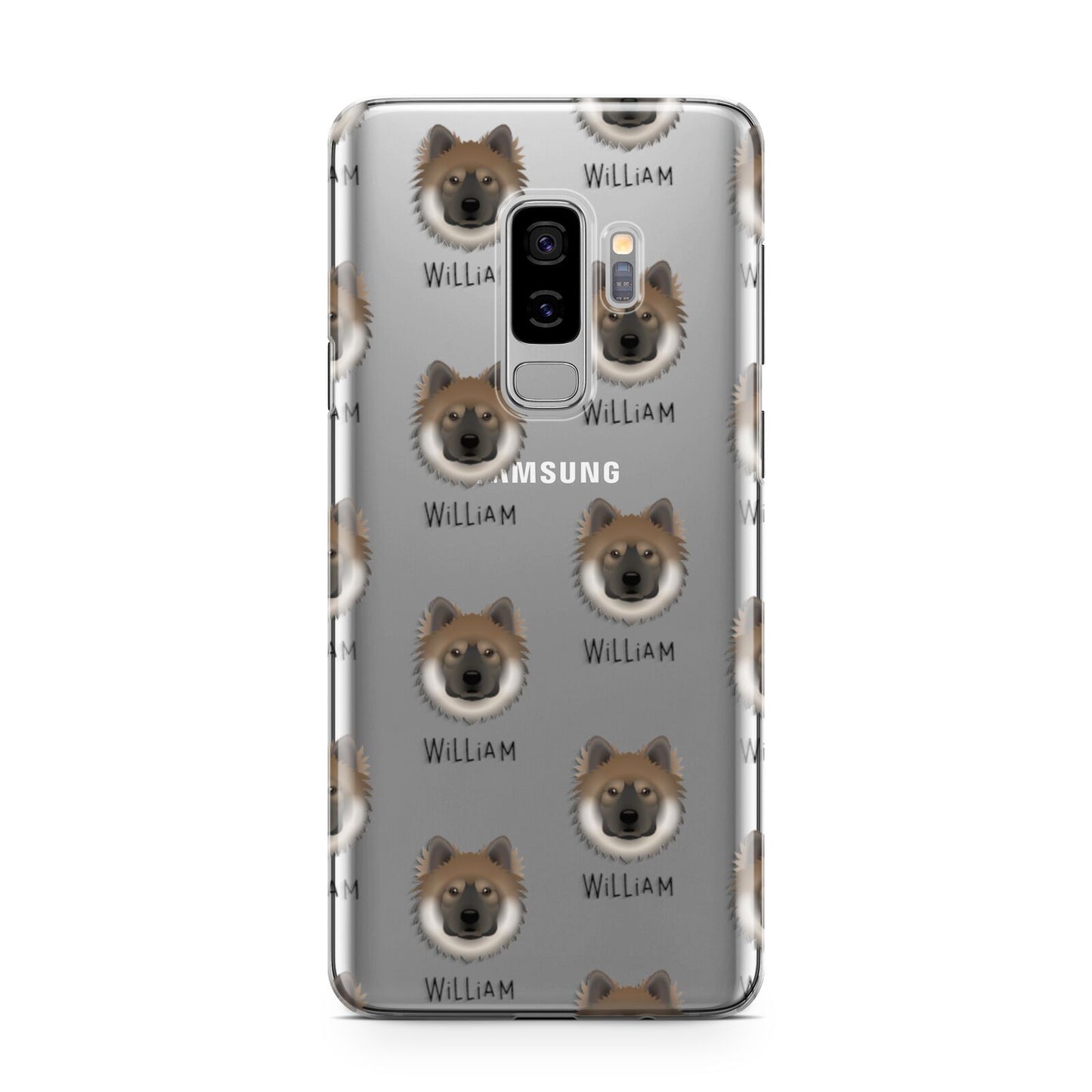 Eurasier Icon with Name Samsung Galaxy S9 Plus Case on Silver phone