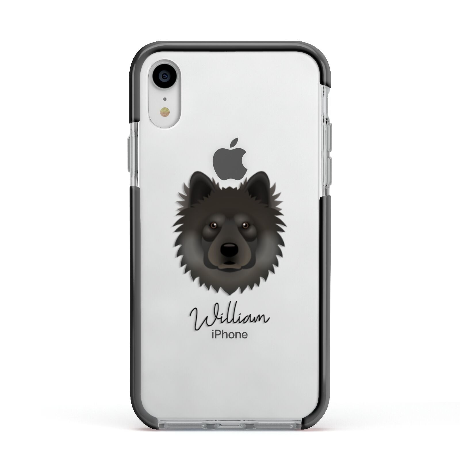 Eurasier Personalised Apple iPhone XR Impact Case Black Edge on Silver Phone