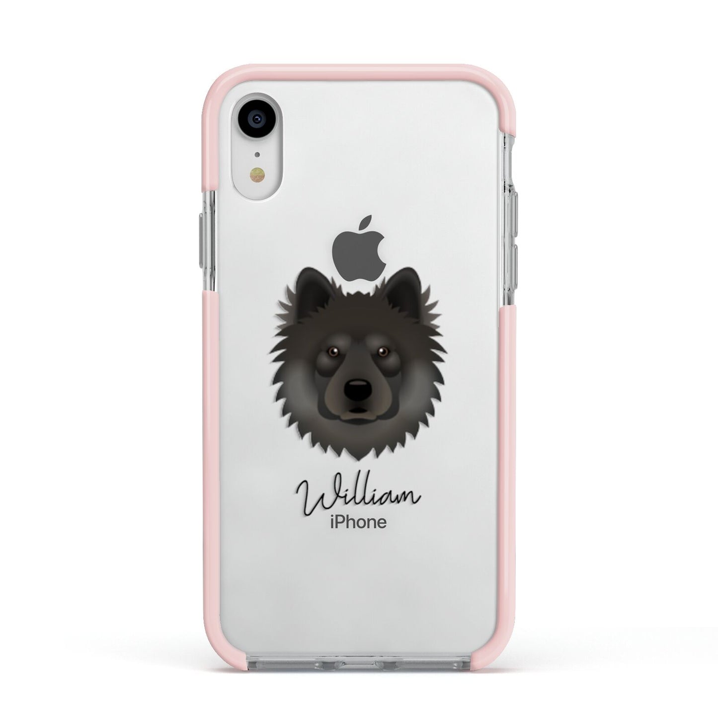 Eurasier Personalised Apple iPhone XR Impact Case Pink Edge on Silver Phone