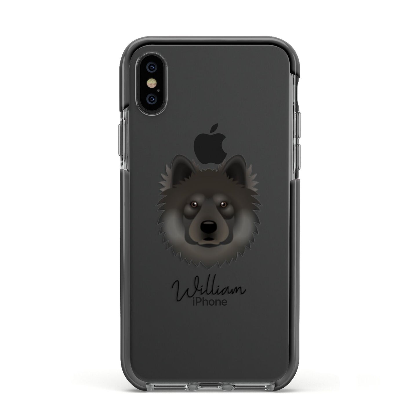 Eurasier Personalised Apple iPhone Xs Impact Case Black Edge on Black Phone