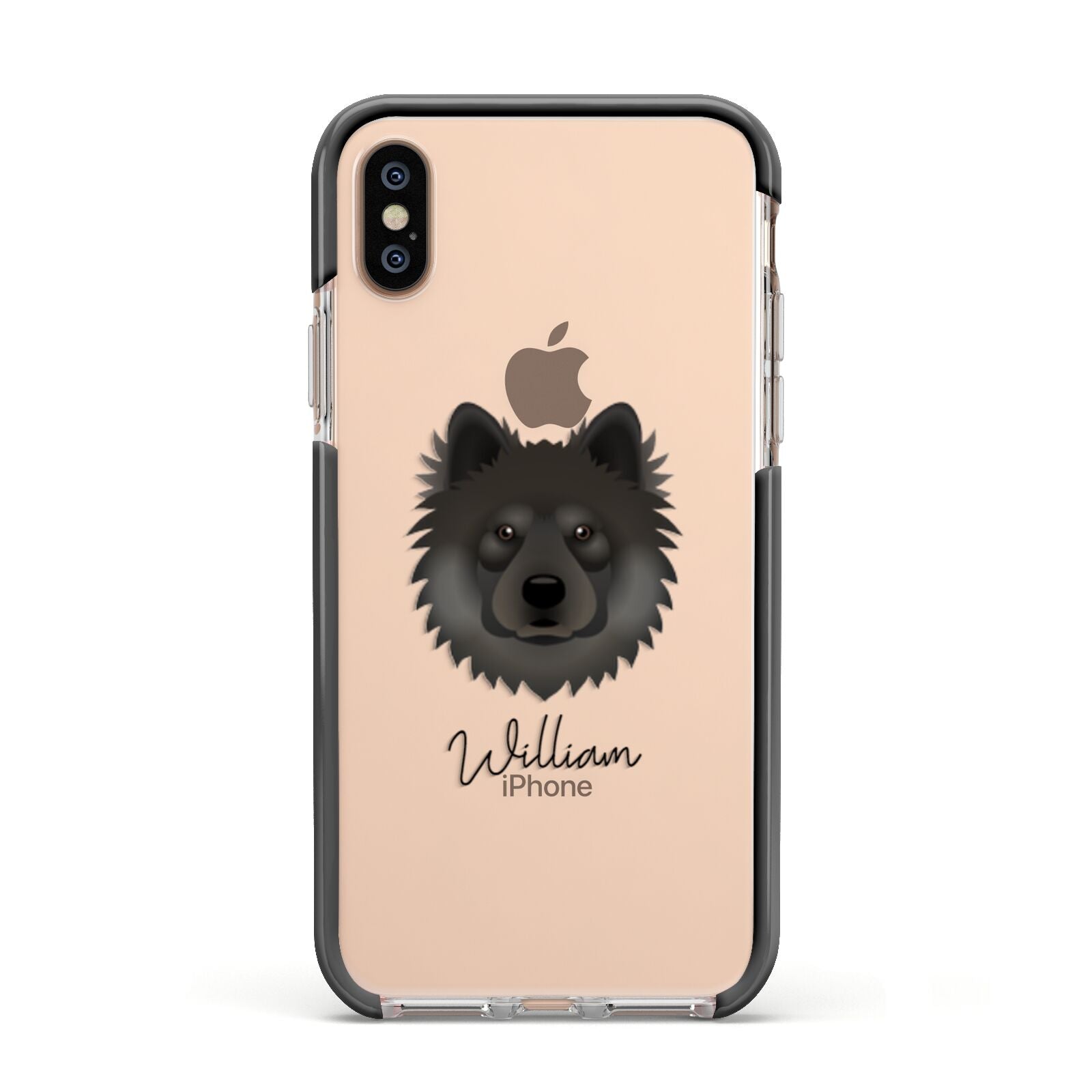 Eurasier Personalised Apple iPhone Xs Impact Case Black Edge on Gold Phone