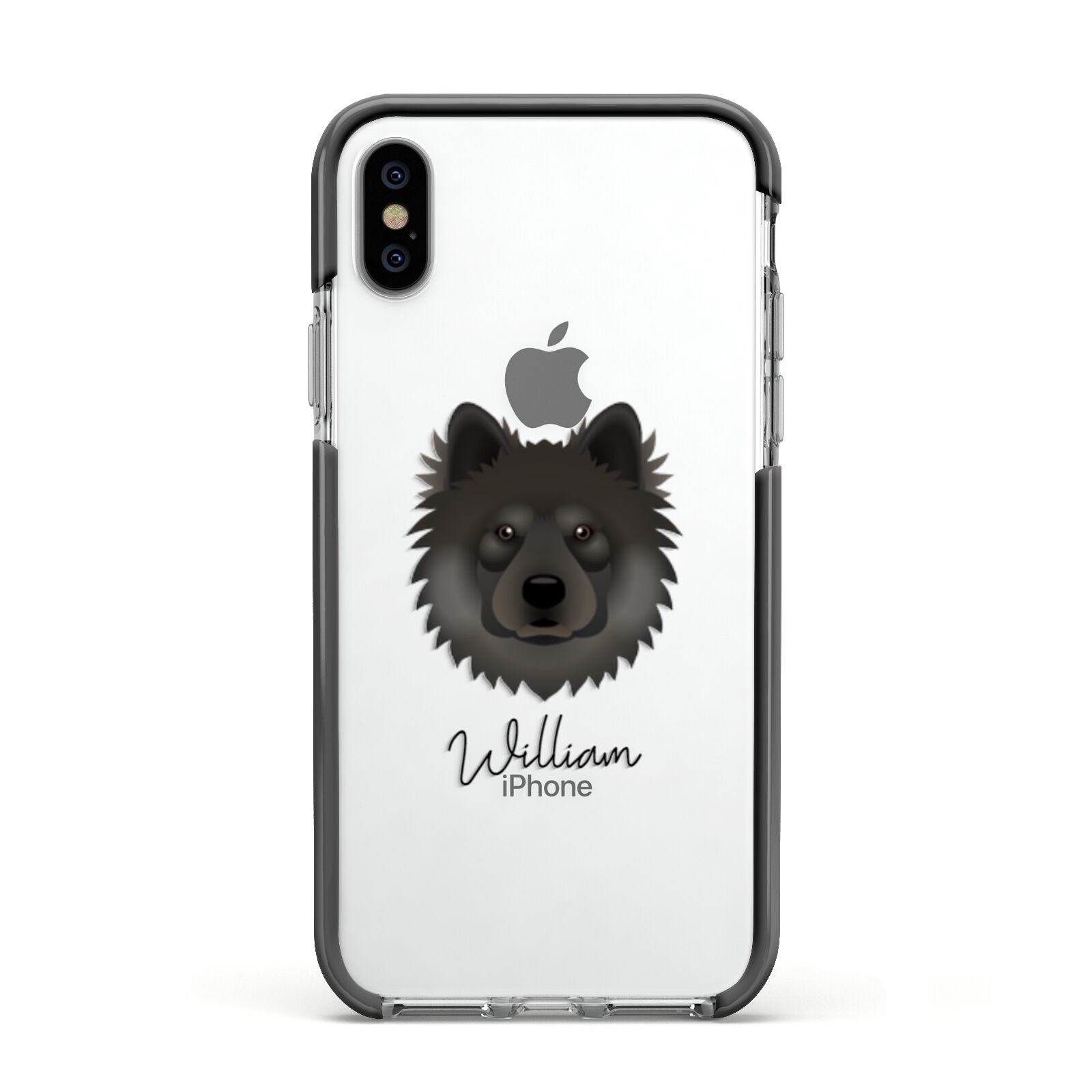 Eurasier Personalised Apple iPhone Xs Impact Case Black Edge on Silver Phone