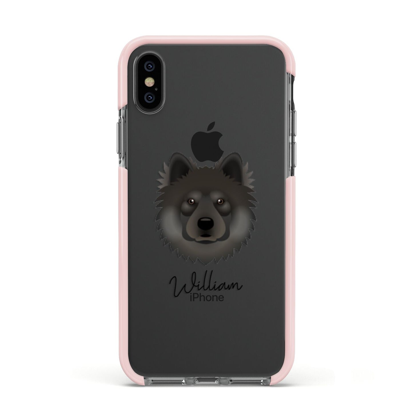 Eurasier Personalised Apple iPhone Xs Impact Case Pink Edge on Black Phone