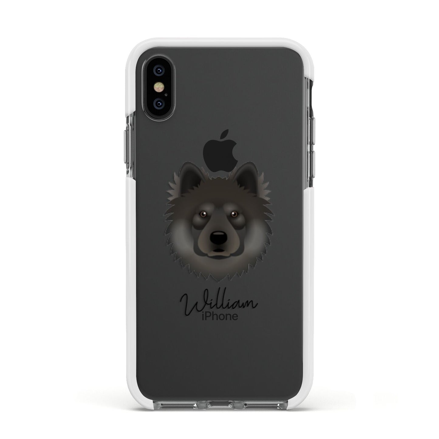 Eurasier Personalised Apple iPhone Xs Impact Case White Edge on Black Phone