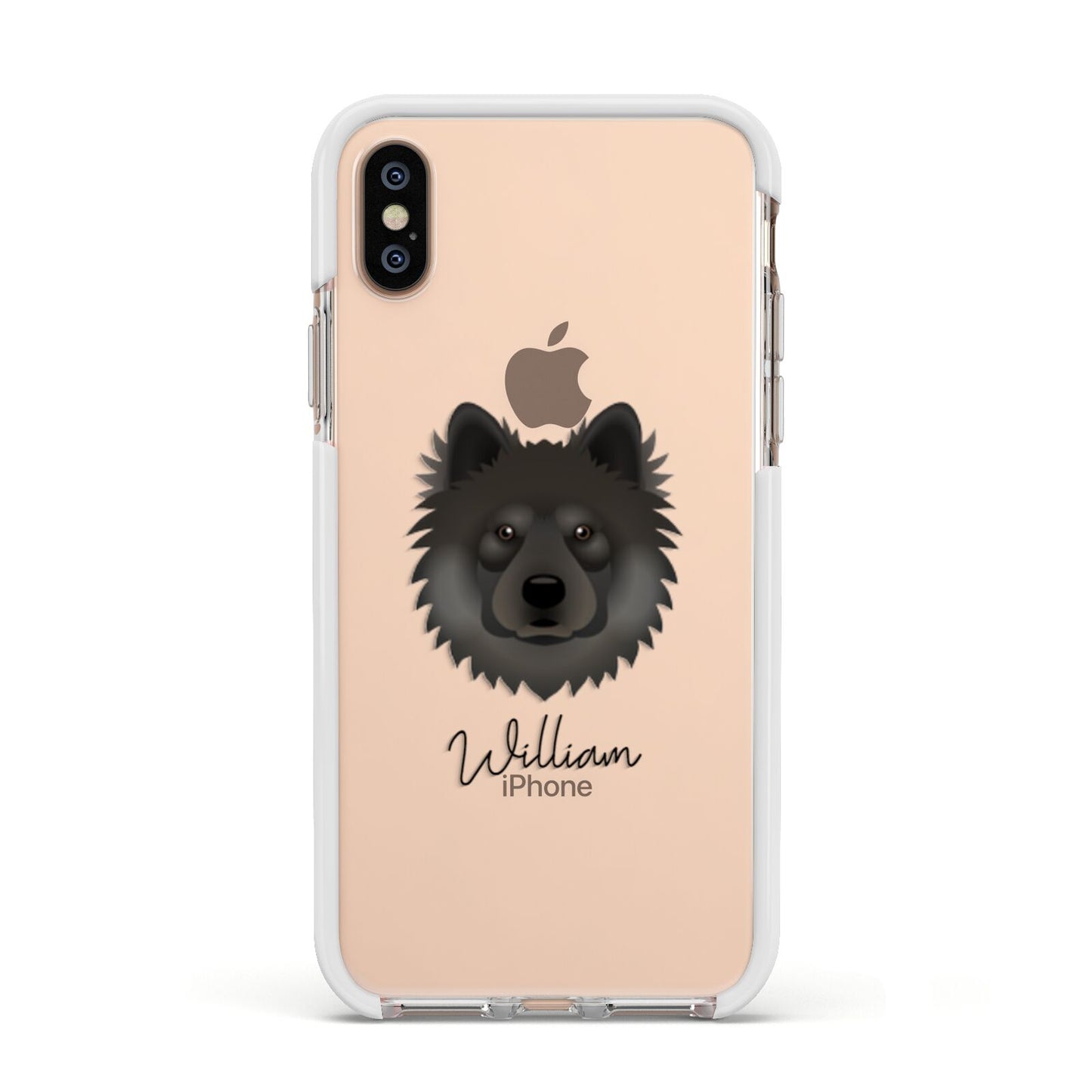 Eurasier Personalised Apple iPhone Xs Impact Case White Edge on Gold Phone