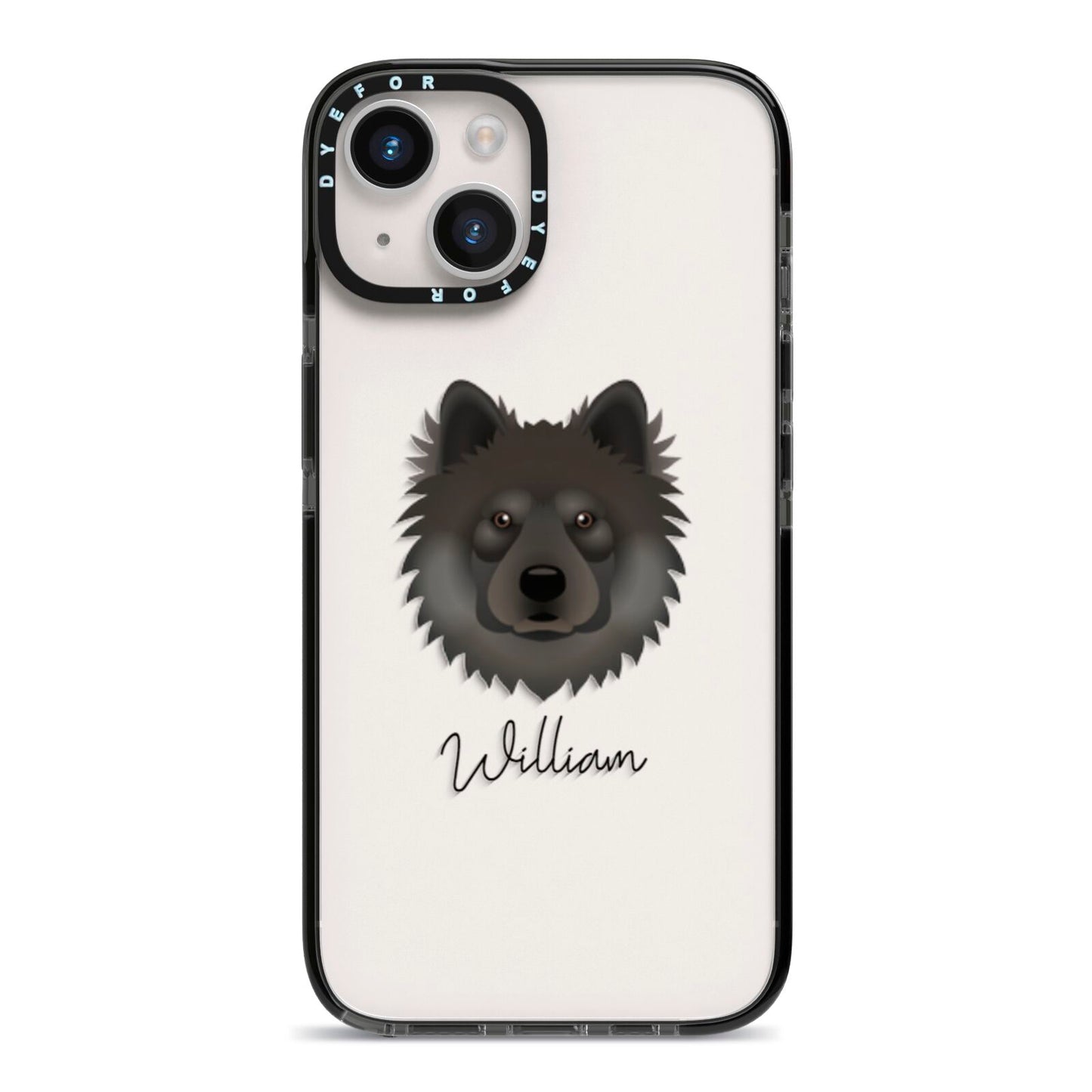 Eurasier Personalised iPhone 14 Black Impact Case on Silver phone