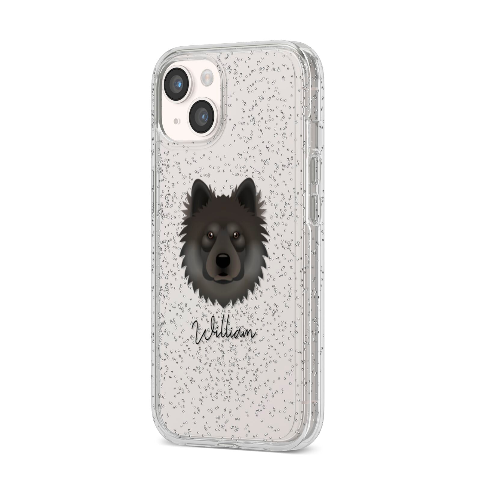 Eurasier Personalised iPhone 14 Glitter Tough Case Starlight Angled Image