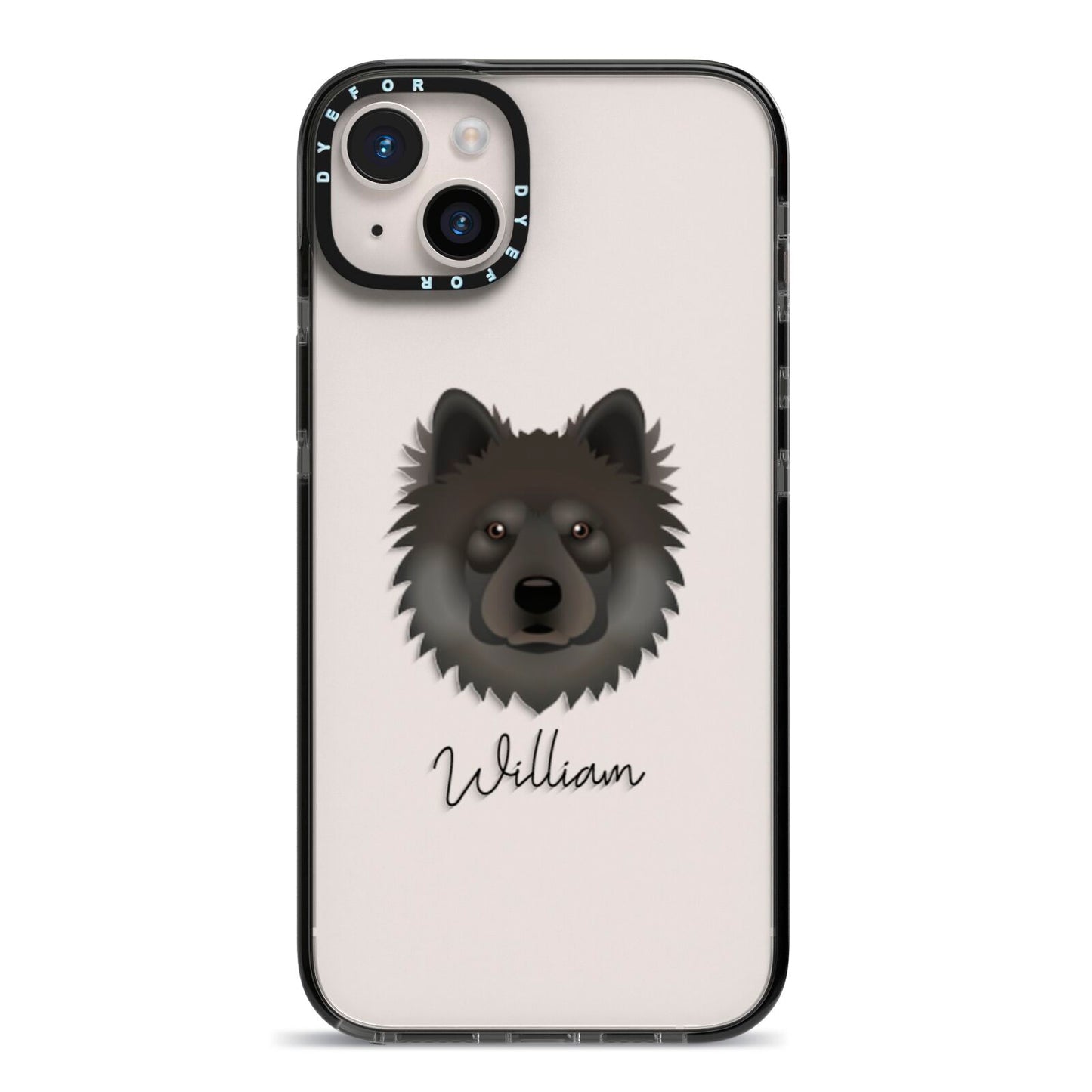 Eurasier Personalised iPhone 14 Plus Black Impact Case on Silver phone