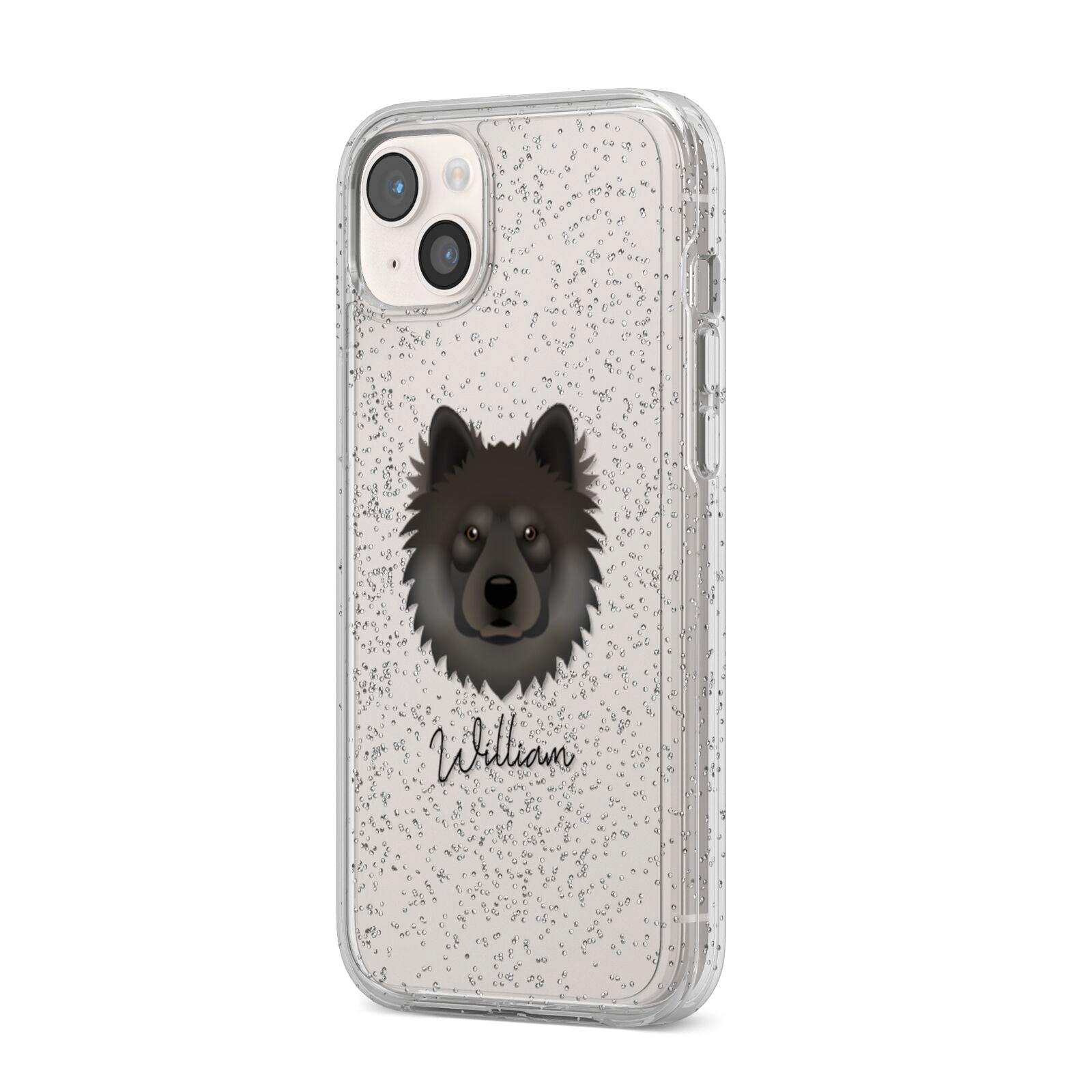 Eurasier Personalised iPhone 14 Plus Glitter Tough Case Starlight Angled Image