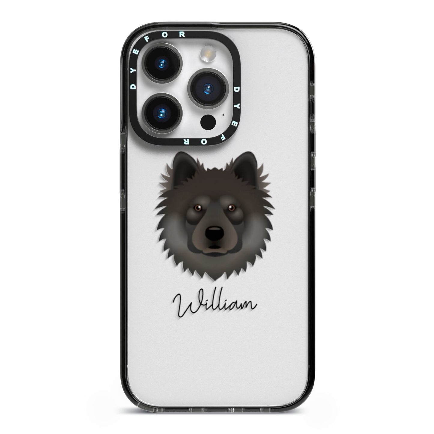 Eurasier Personalised iPhone 14 Pro Black Impact Case on Silver phone