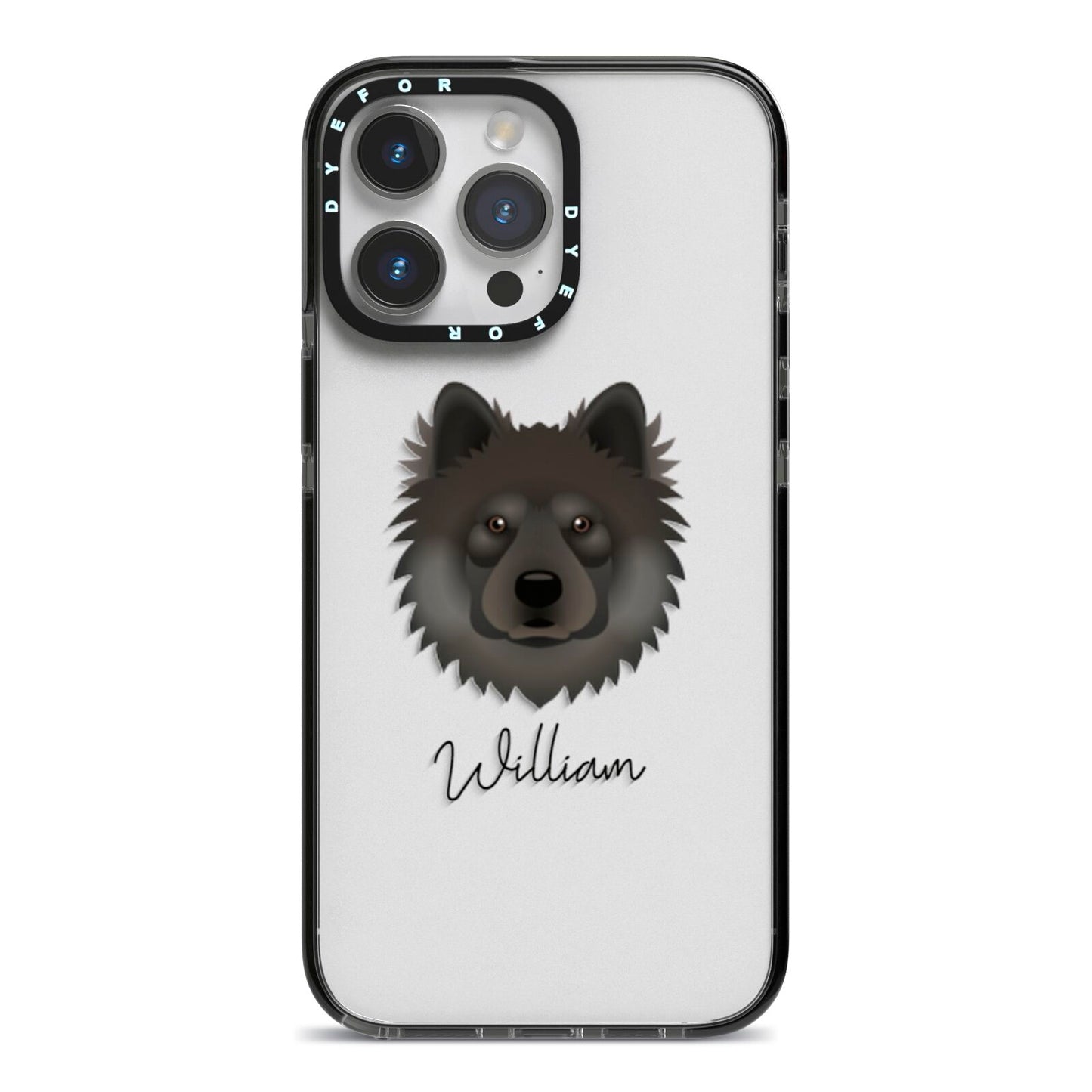 Eurasier Personalised iPhone 14 Pro Max Black Impact Case on Silver phone