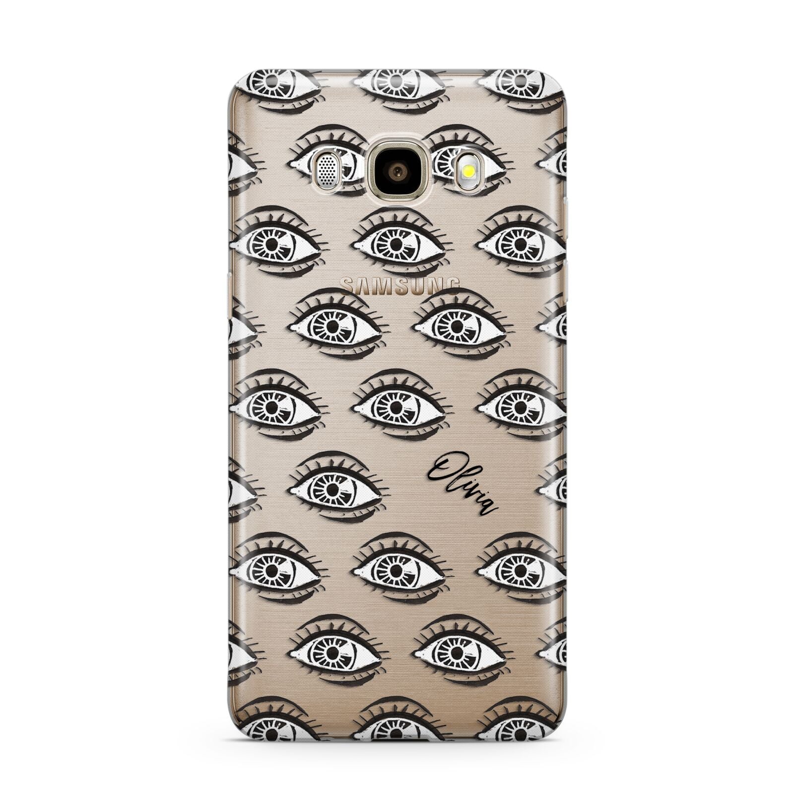 Eye Eye Personalised Samsung Galaxy J7 2016 Case on gold phone