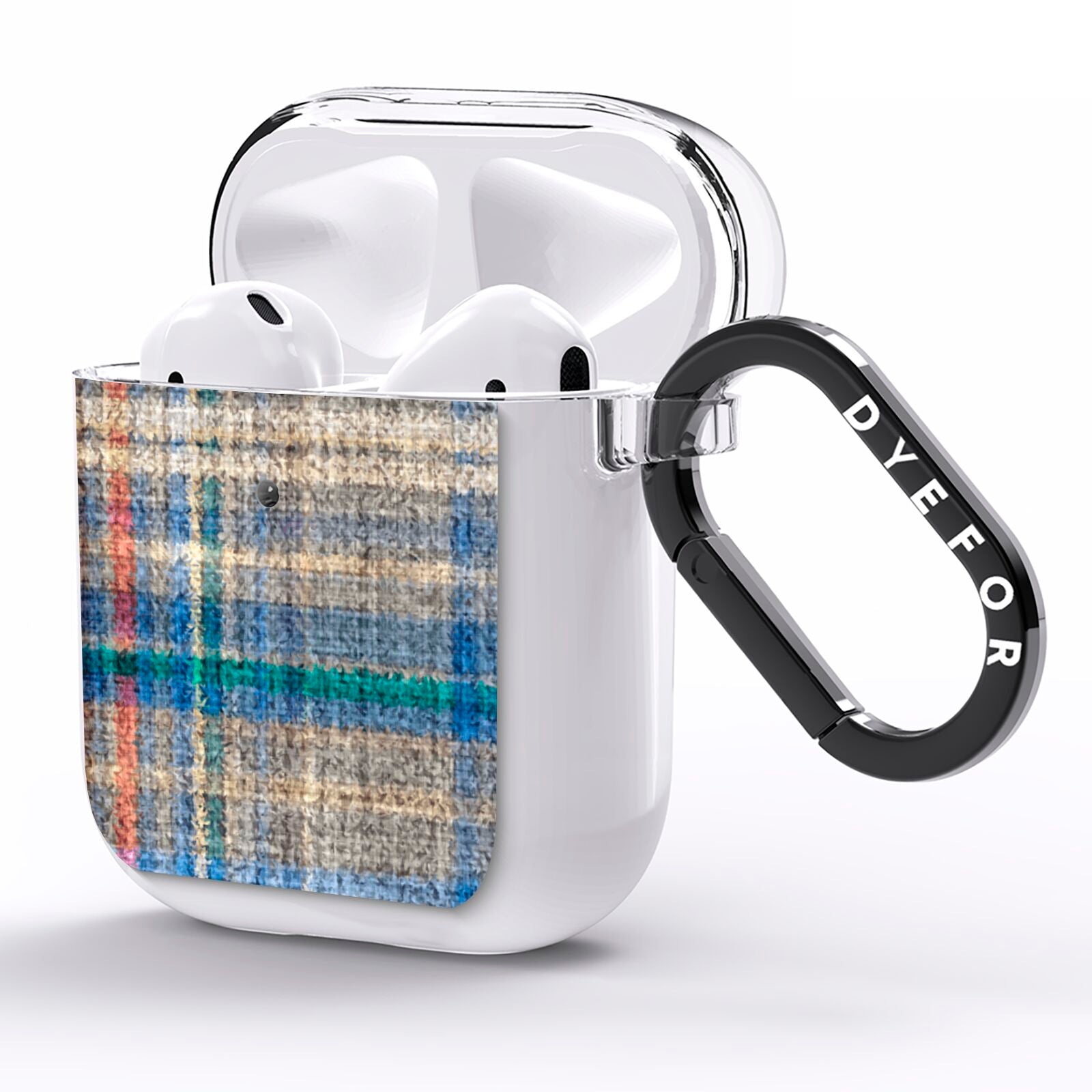 Fabric Plaid AirPods Clear Case Side Image