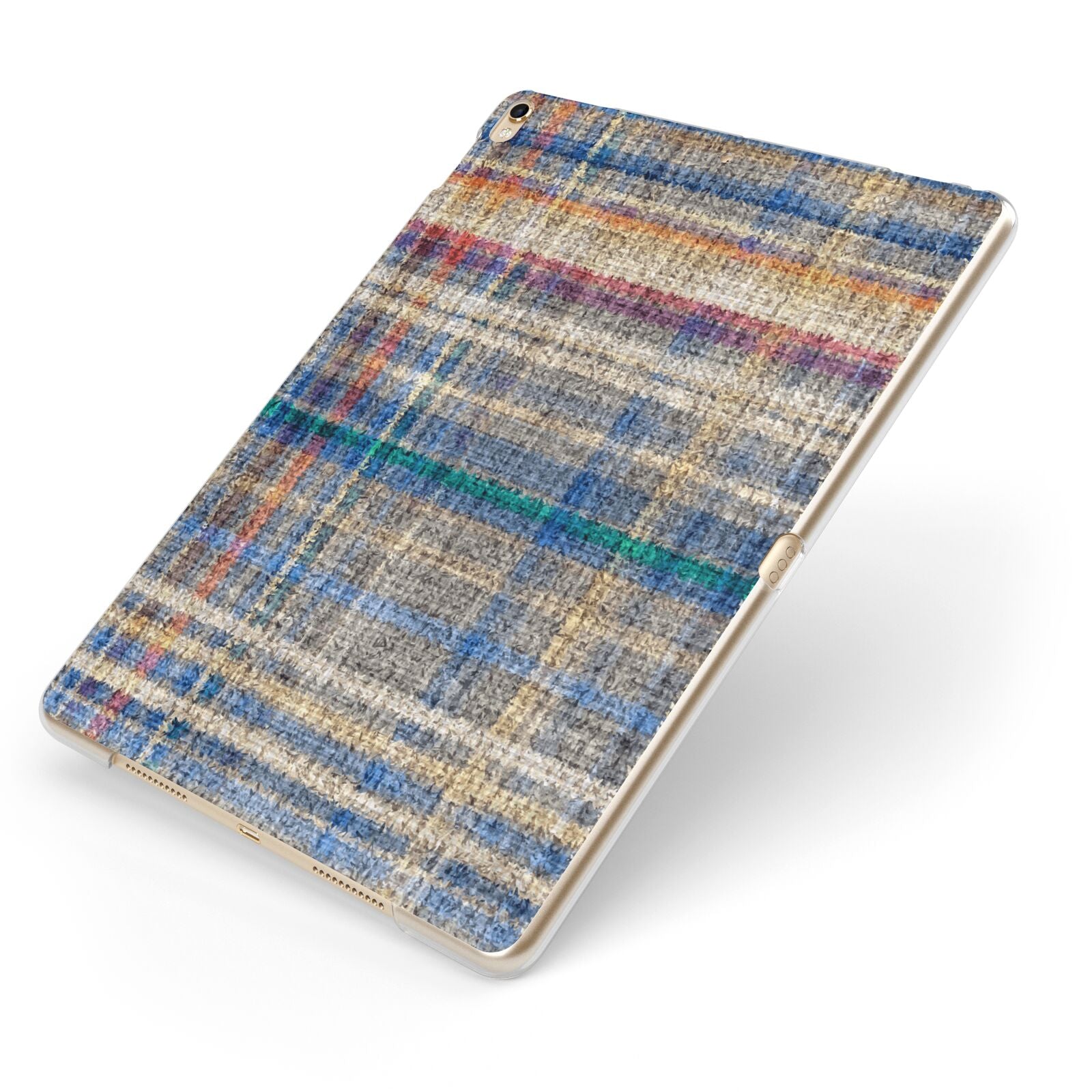 Fabric Plaid Apple iPad Case on Gold iPad Side View