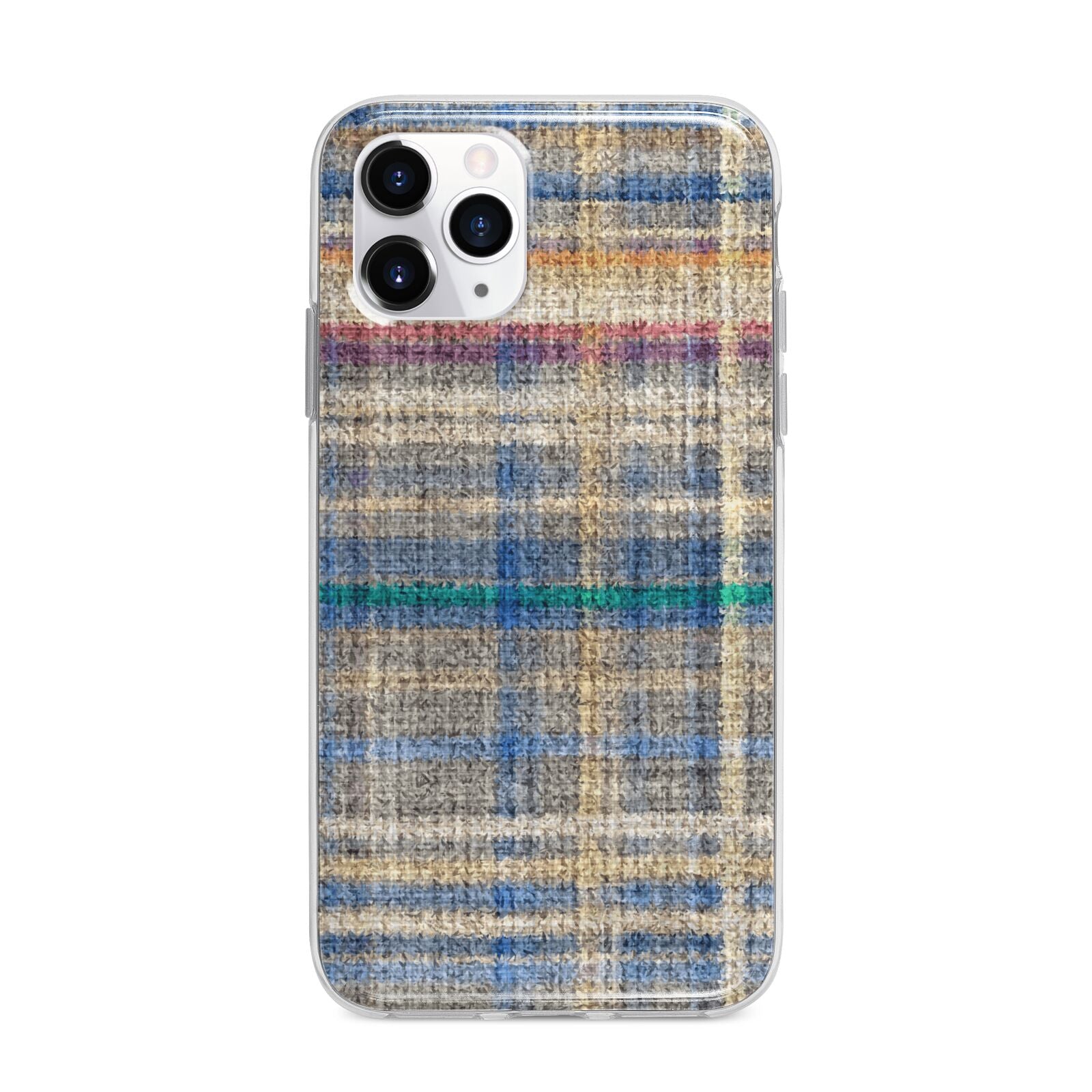 Fabric Plaid Apple iPhone 11 Pro Max in Silver with Bumper Case