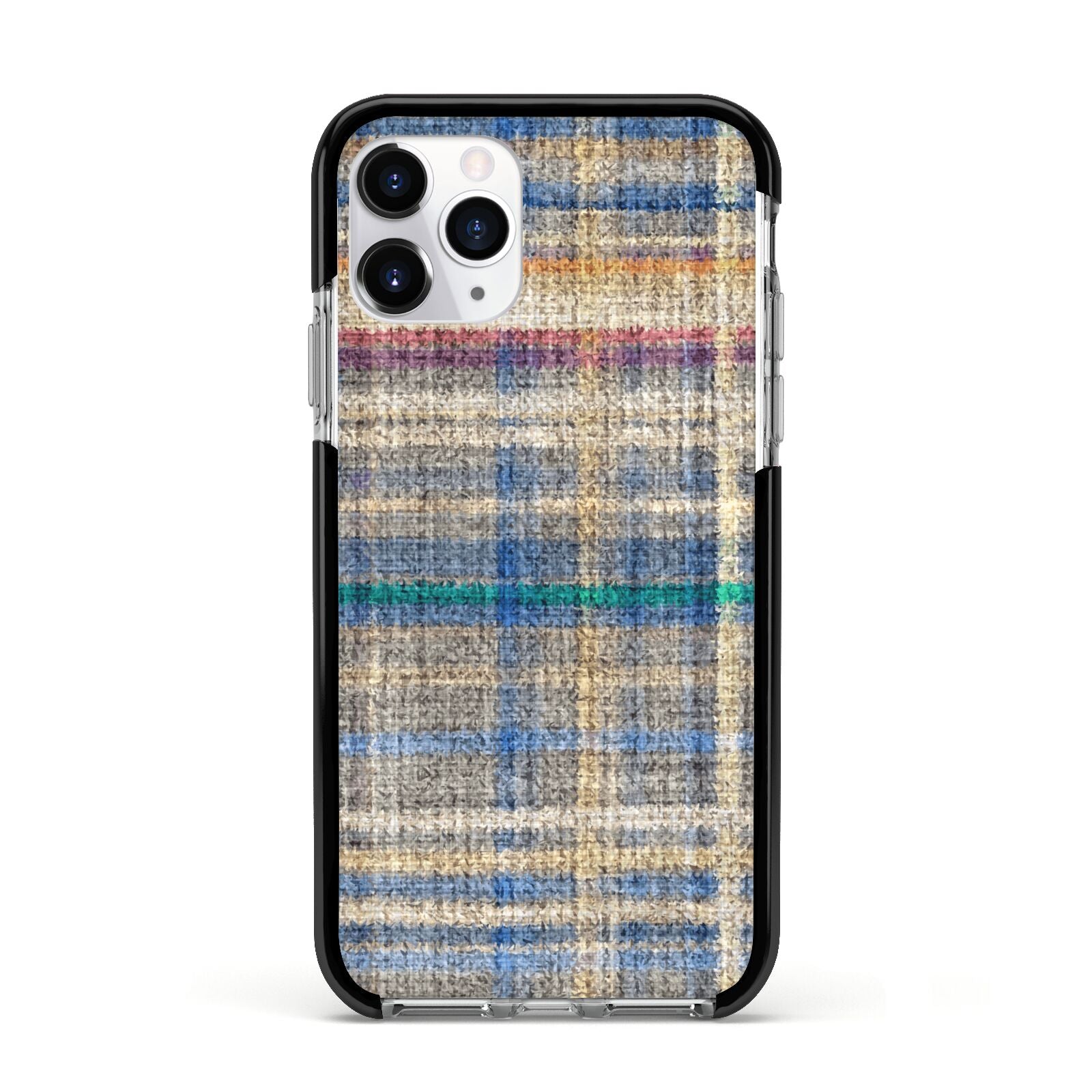 Fabric Plaid Apple iPhone 11 Pro in Silver with Black Impact Case