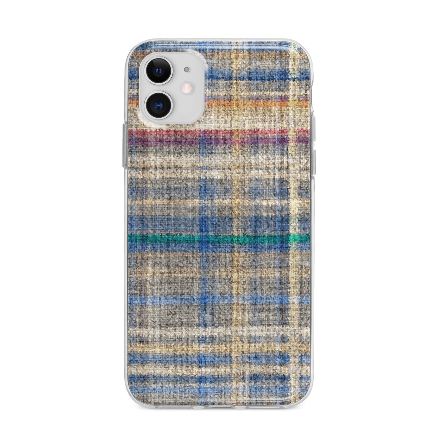 Fabric Plaid Apple iPhone 11 in White with Bumper Case