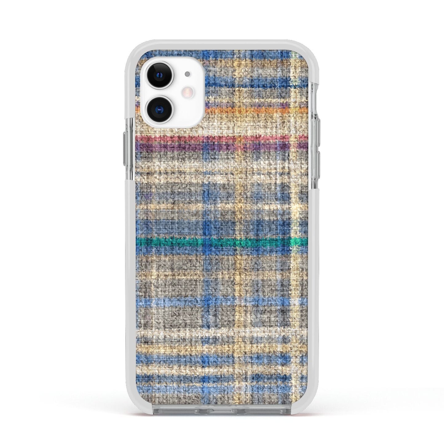 Fabric Plaid Apple iPhone 11 in White with White Impact Case