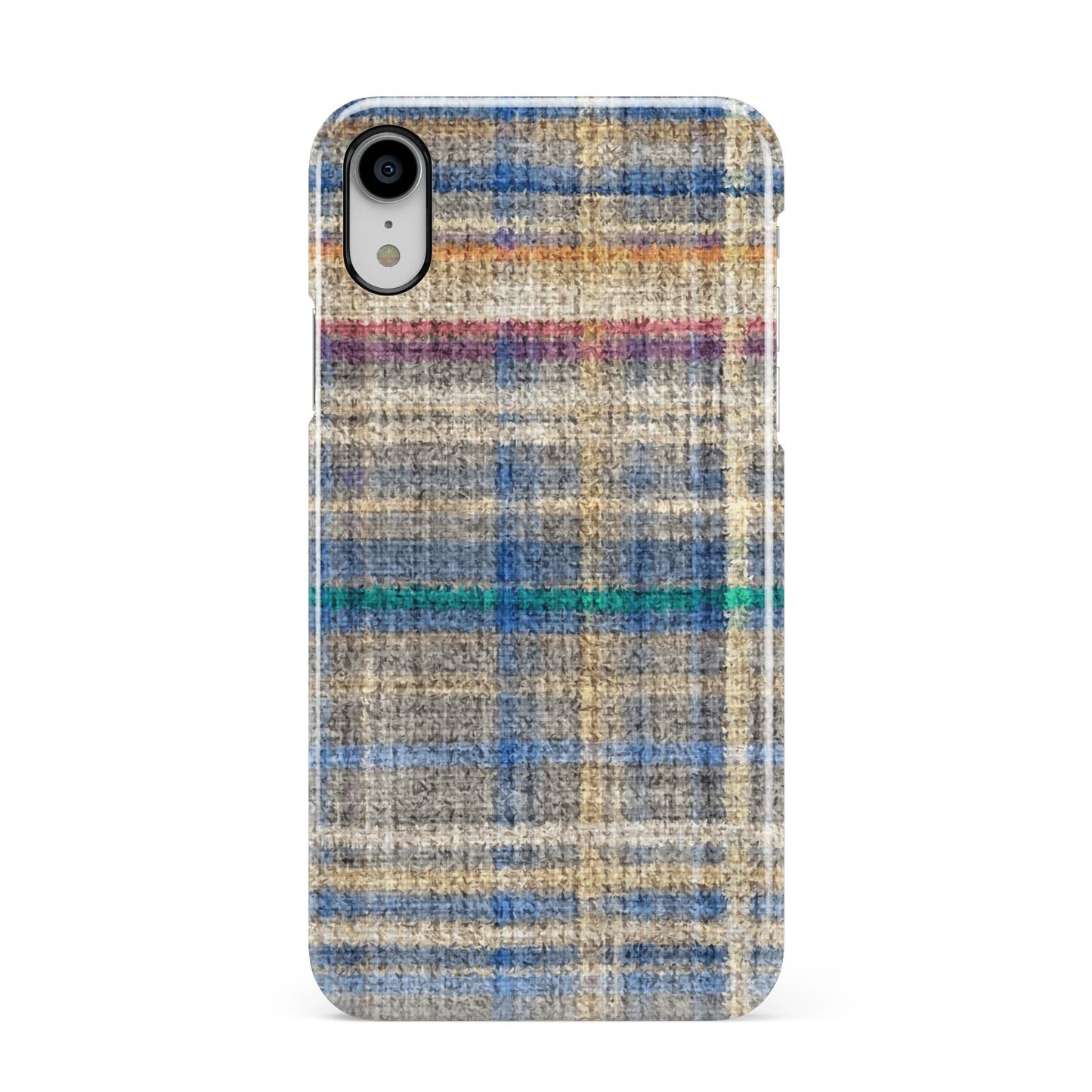 Fabric Plaid Apple iPhone XR White 3D Snap Case