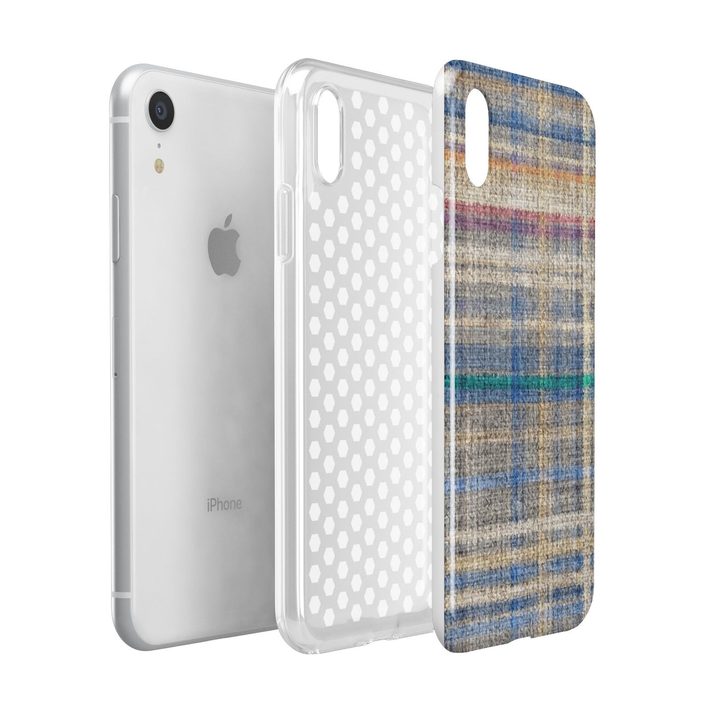 Fabric Plaid Apple iPhone XR White 3D Tough Case Expanded view