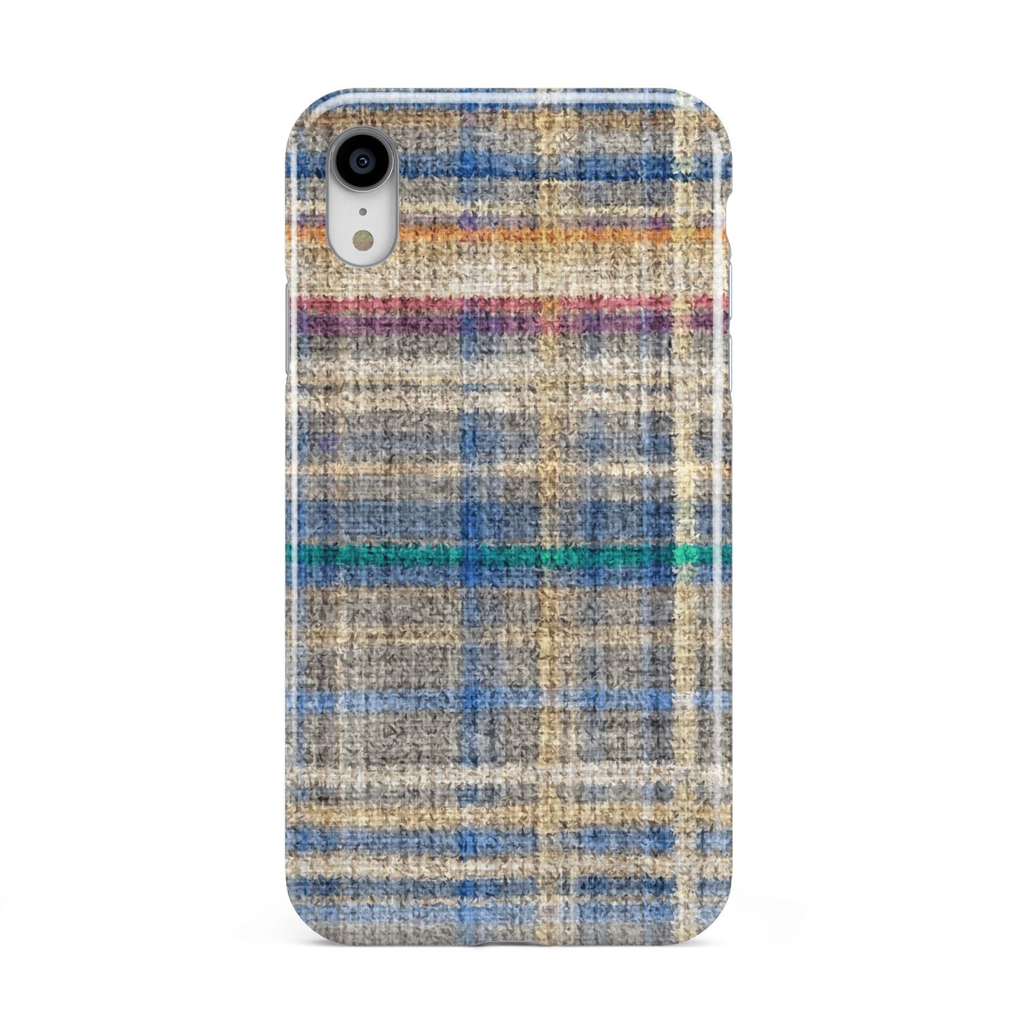 Fabric Plaid Apple iPhone XR White 3D Tough Case