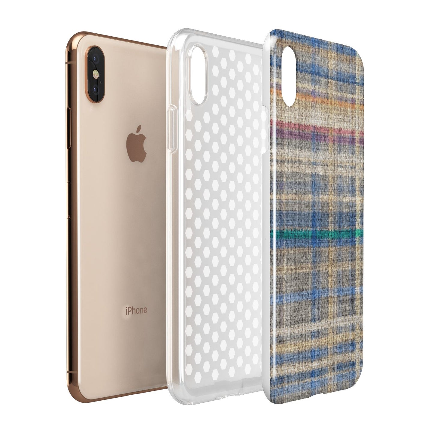 Fabric Plaid Apple iPhone Xs Max 3D Tough Case Expanded View