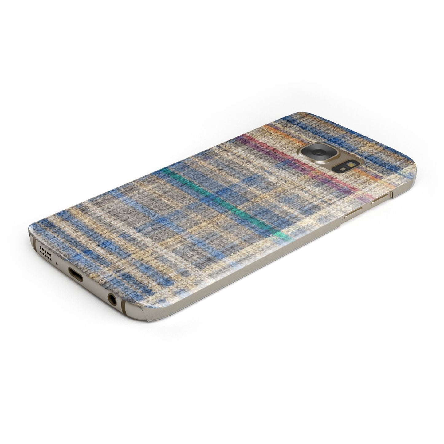 Fabric Plaid Protective Samsung Galaxy Case Angled Image