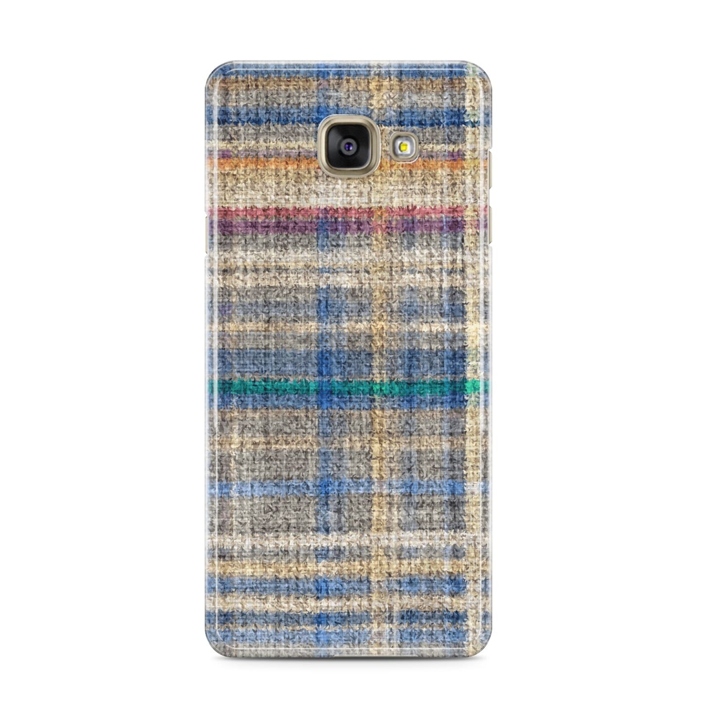 Fabric Plaid Samsung Galaxy A3 2016 Case on gold phone