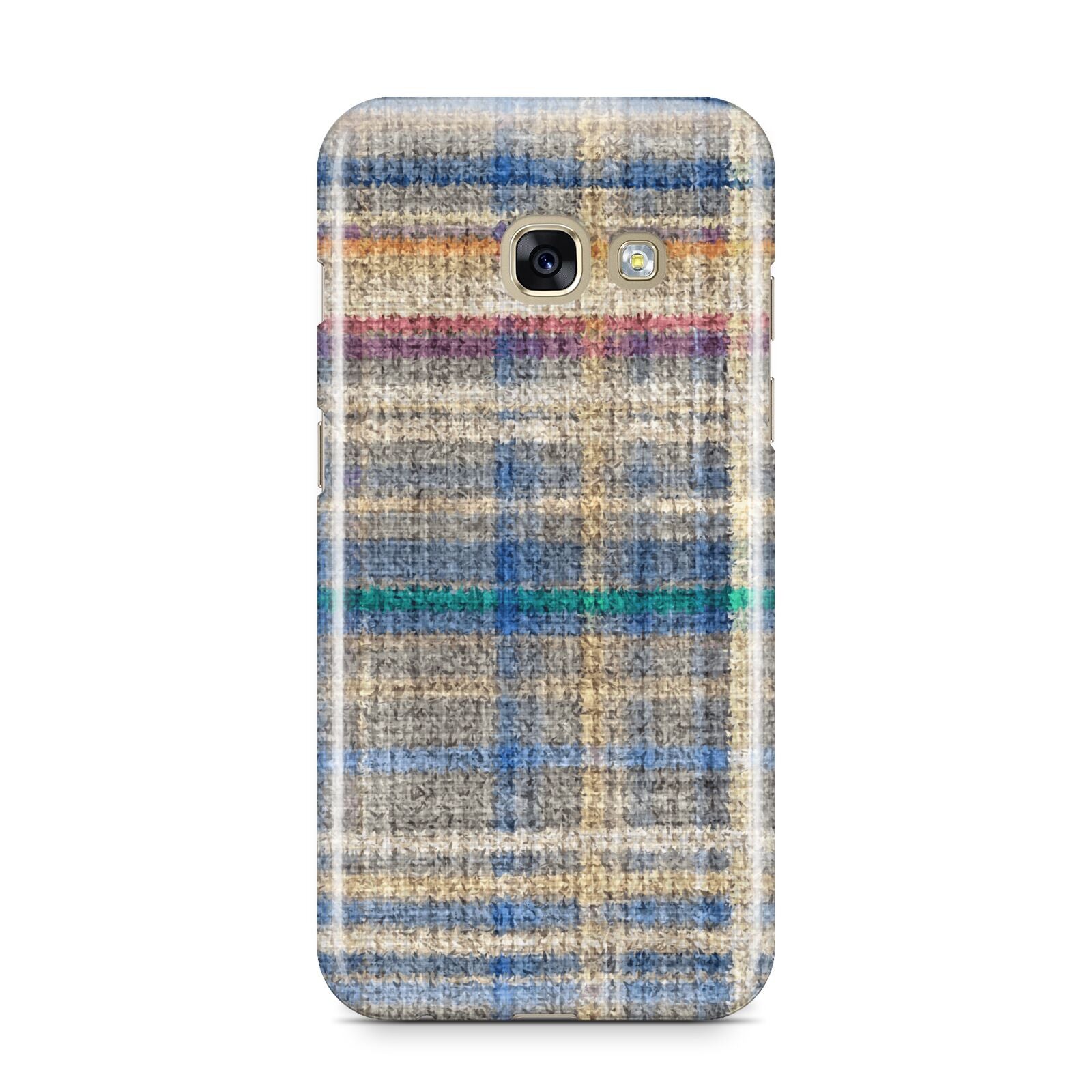 Fabric Plaid Samsung Galaxy A3 2017 Case on gold phone