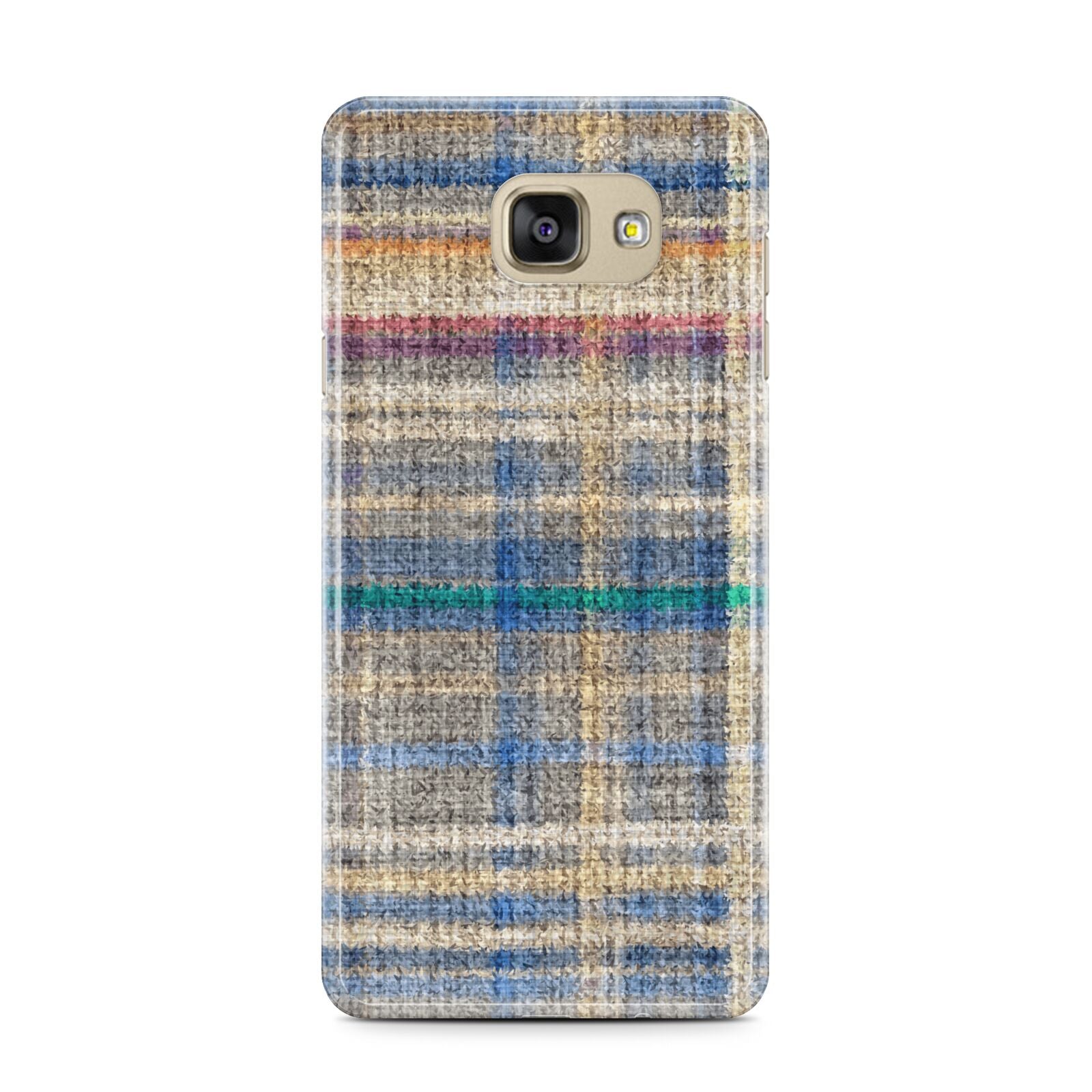 Fabric Plaid Samsung Galaxy A7 2016 Case on gold phone