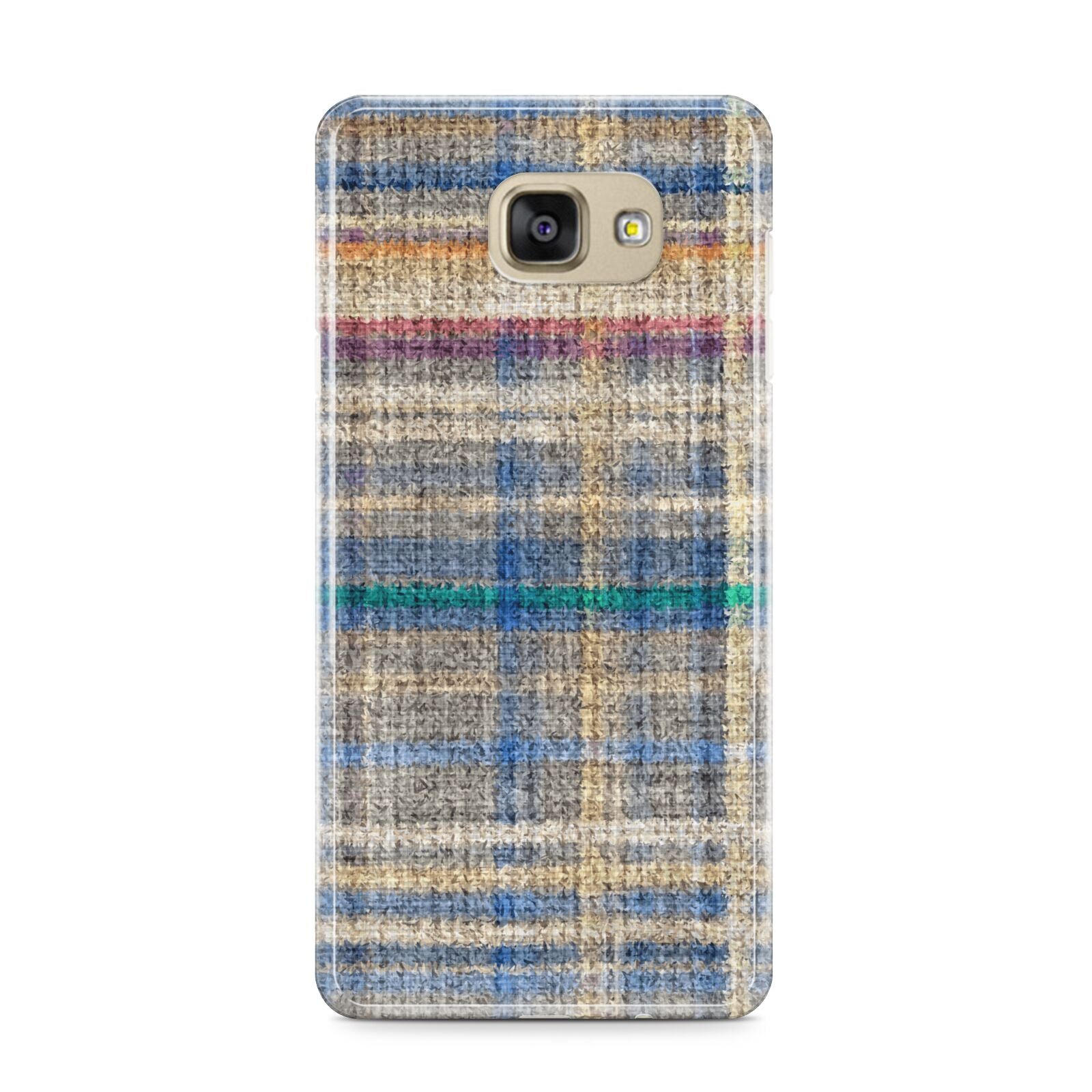 Fabric Plaid Samsung Galaxy A9 2016 Case on gold phone